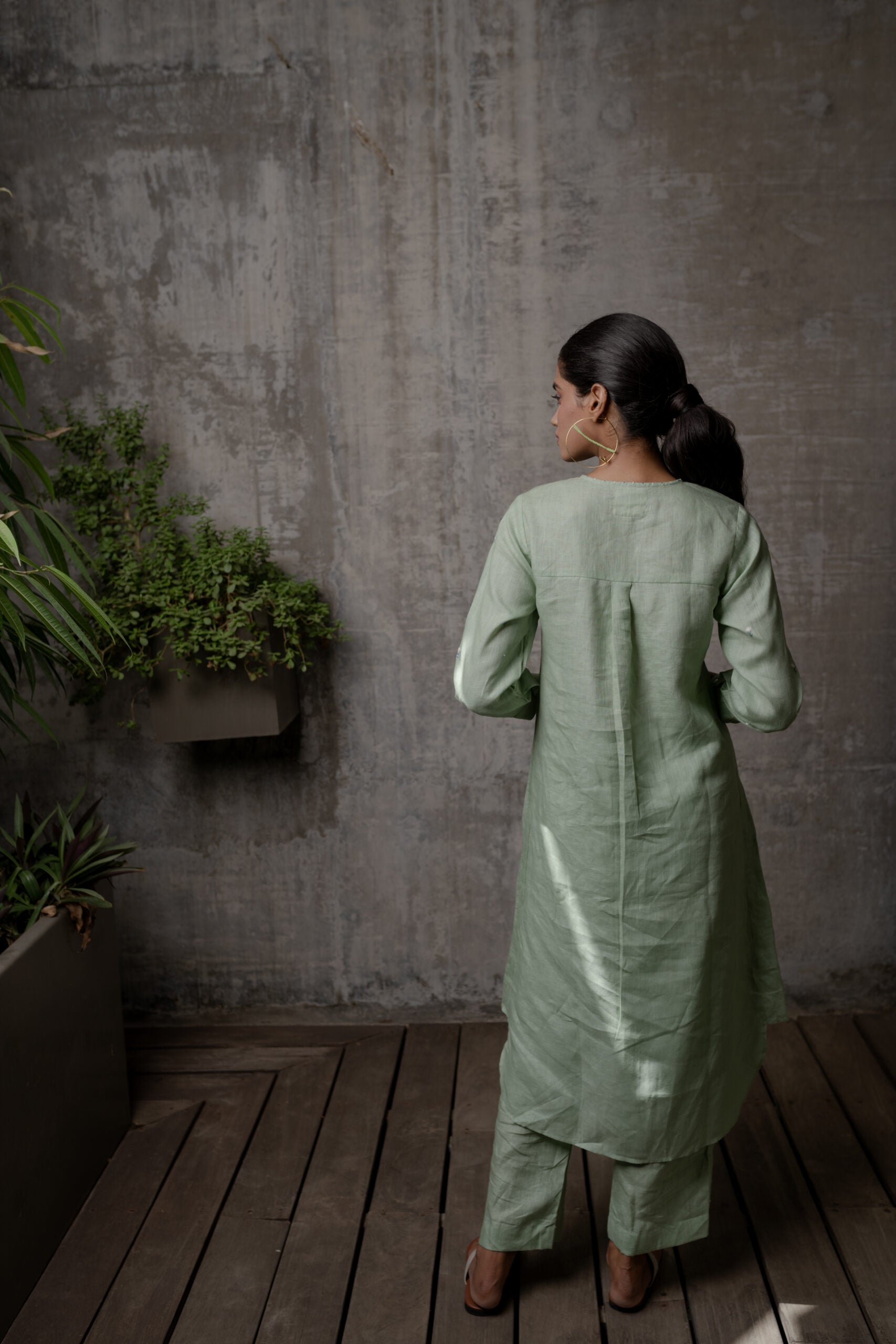 OLIVIA LINEN KURTA - Pista