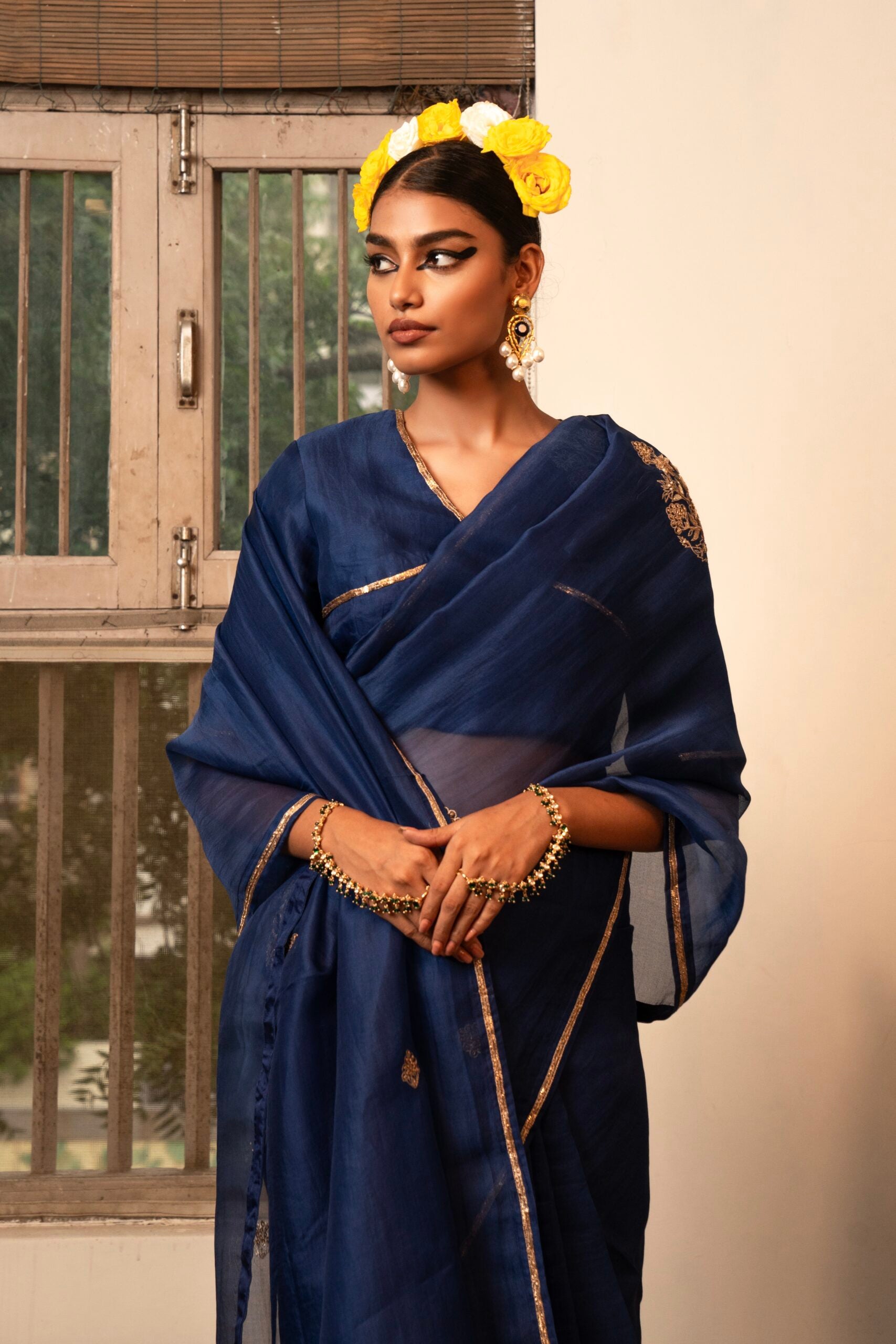 Phool bahar Saree - mayur Neela