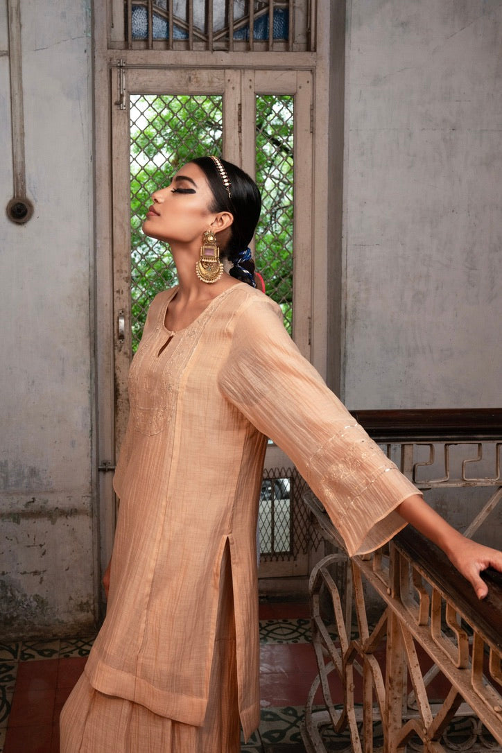 Moti Mala Sharara Kurta set - swarn "beige"