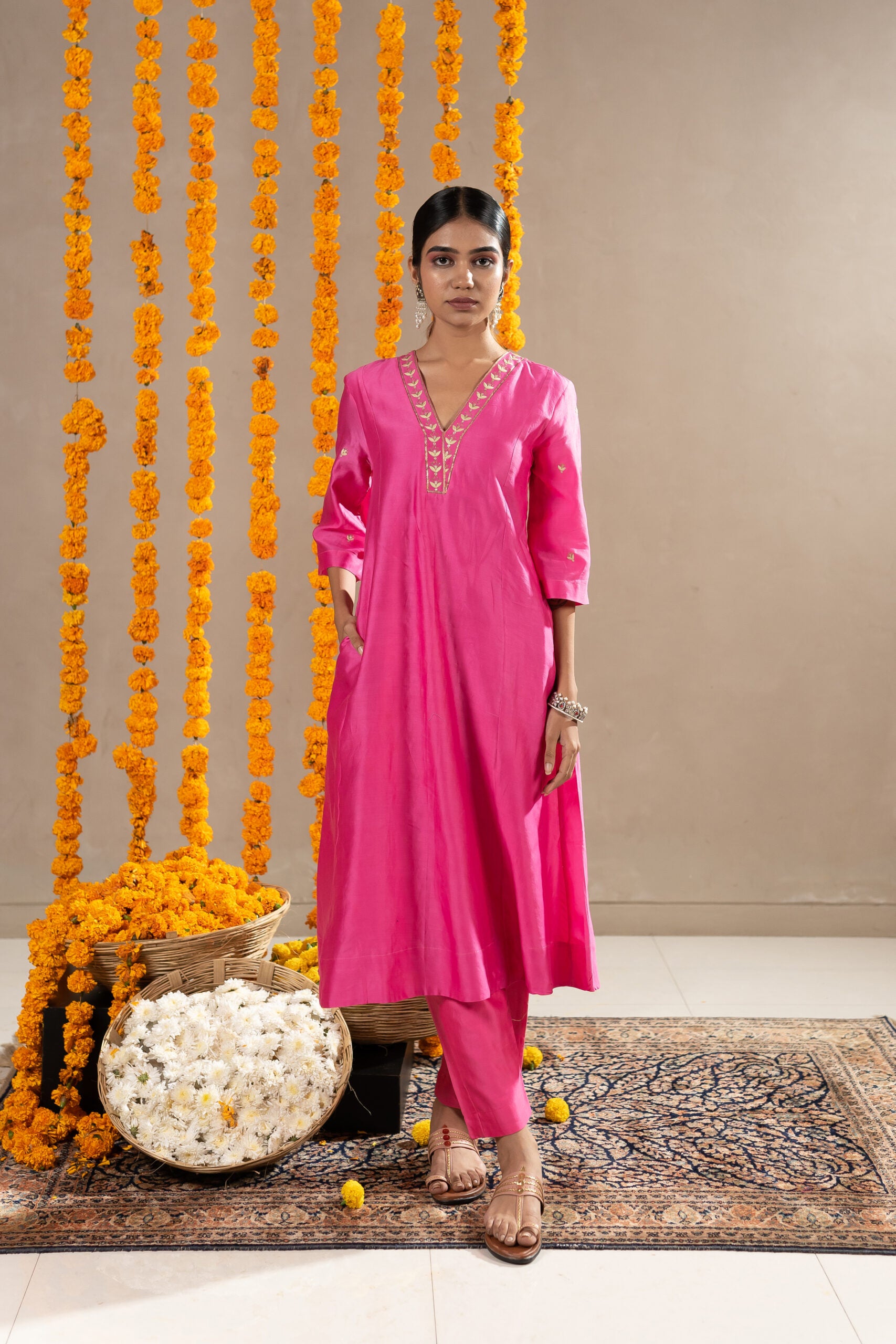 Sadabahar Kurta With Pants - Pink