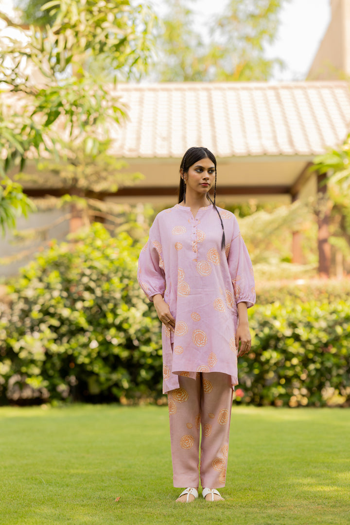 Linen Pant- Pink Floral