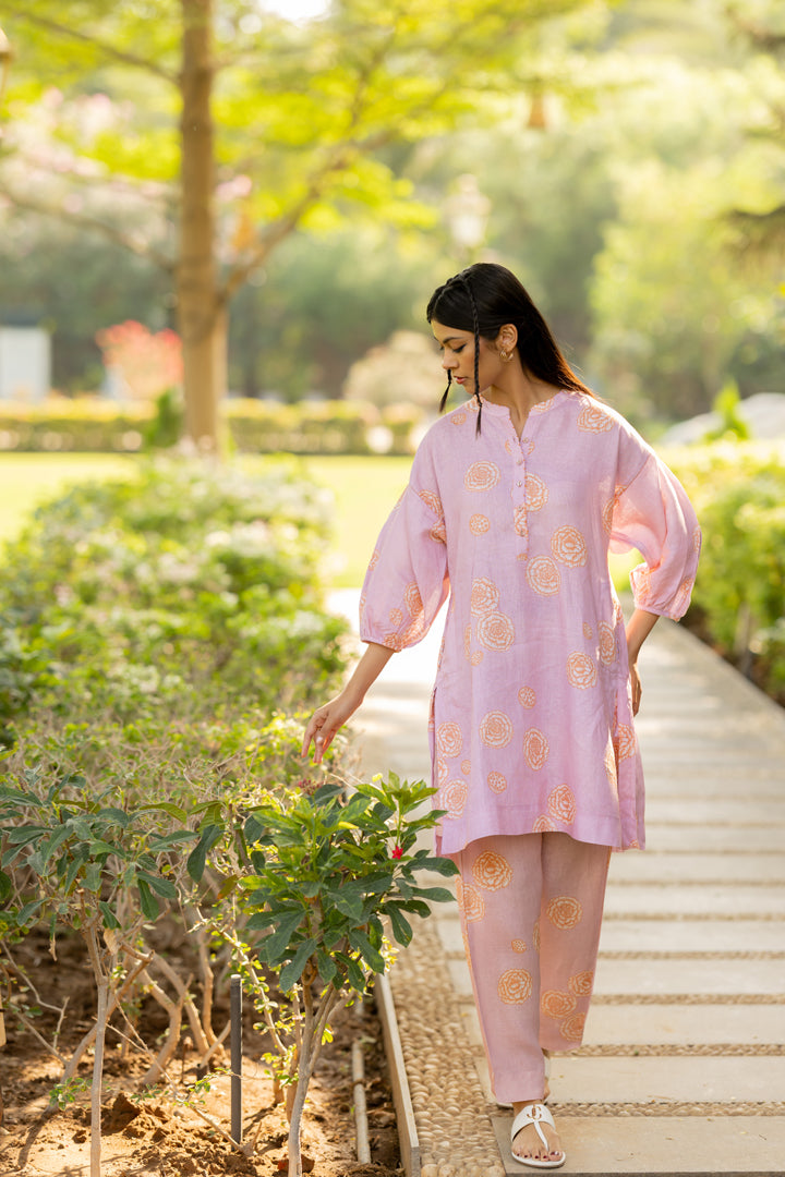 Linen Pant- Pink Floral