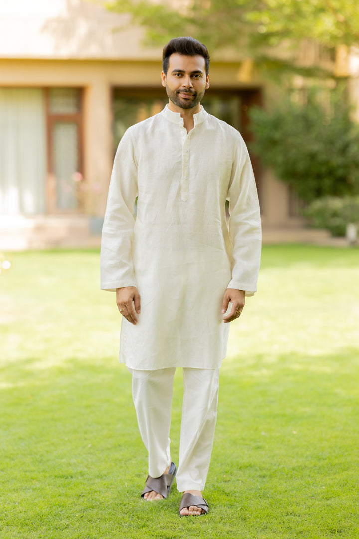 Linen Ivory Calm – Pure Linen Kurta for Men