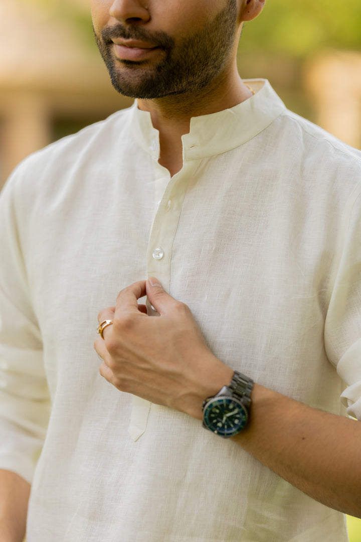 Linen Ivory Calm – Pure Linen Kurta for Men