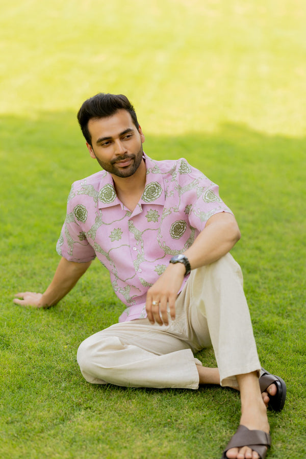 Linen Banaras Wild – Tiger And Floral Motif Shirt