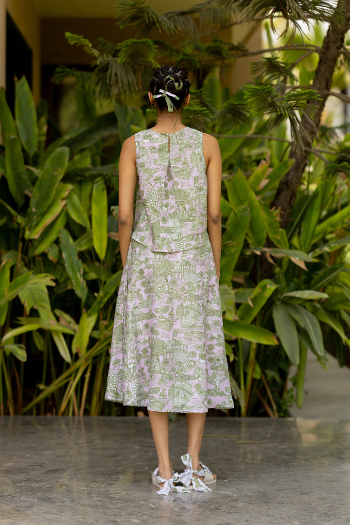 Linen Tales Of Banaras Top- Dusty Pink
