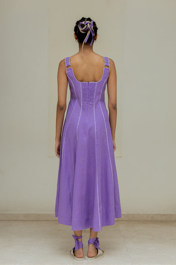 Linen Panel Dress - Purple