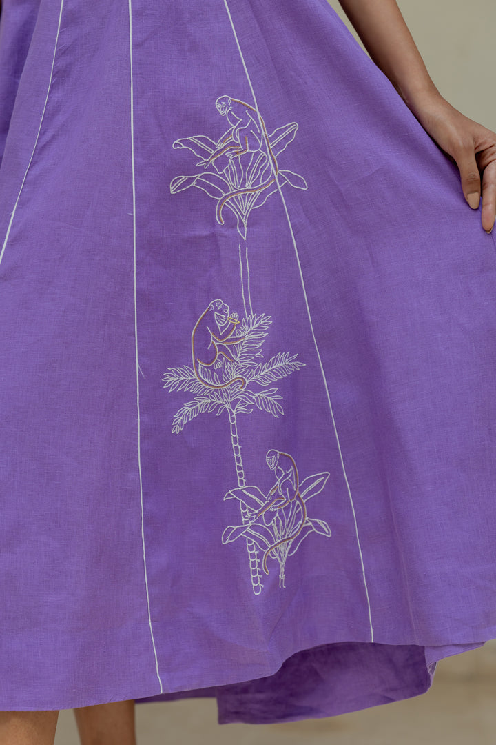 Linen Panel Dress - Purple