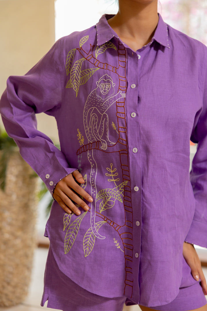 Linen Sandra Shirt - Purple