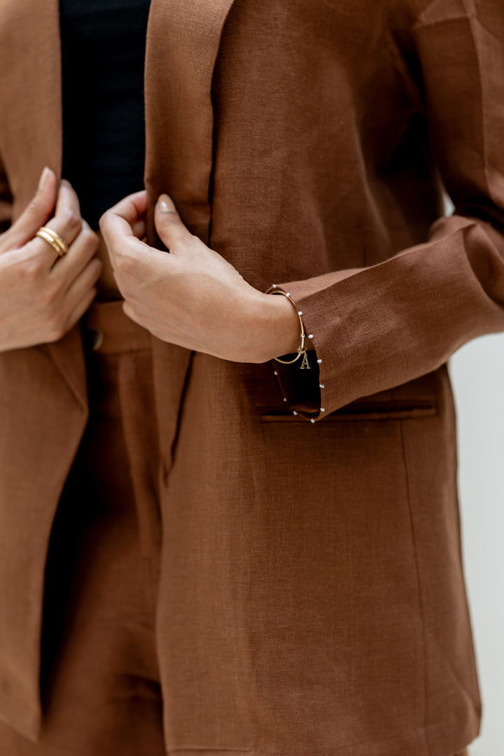 Linen Blazer - Chocolate Brown