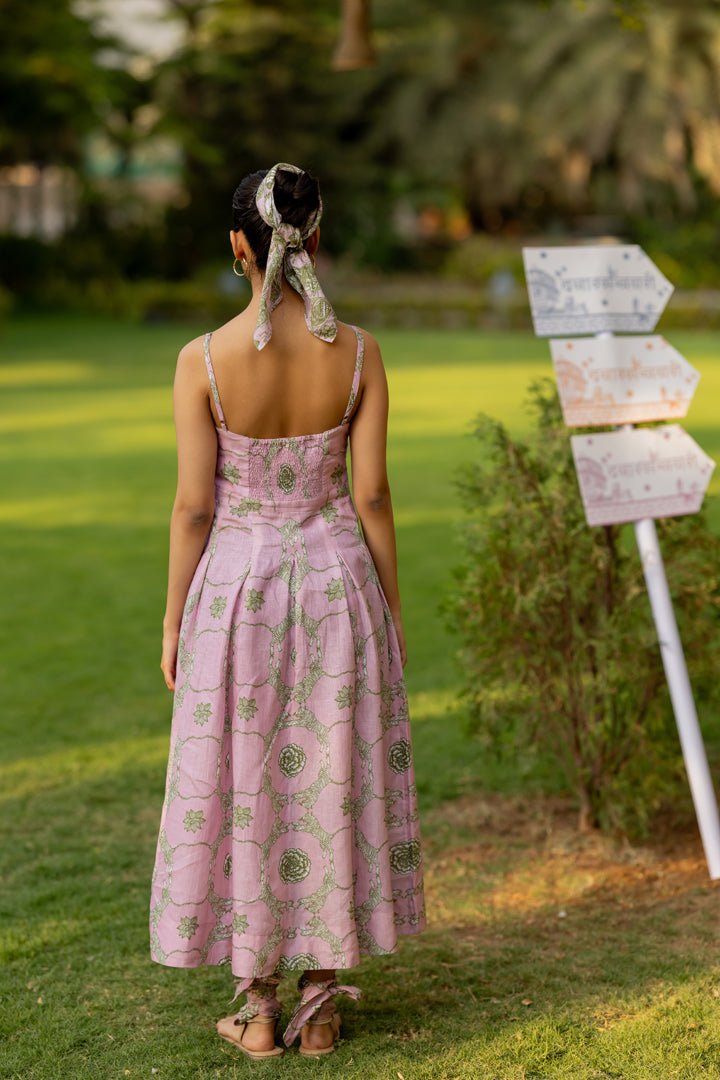 Linen Gulaabi Baaghin Dress - Pink Tiger