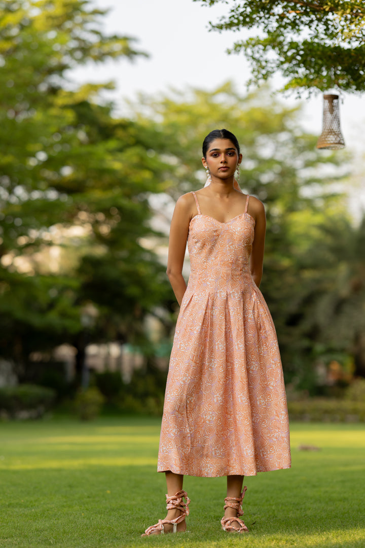 Linen Genda Phool Bralette Dress