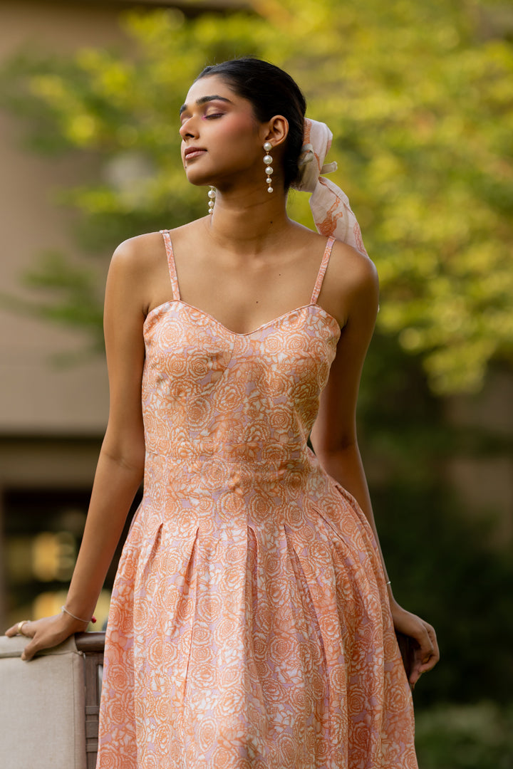 Linen Genda Phool Bralette Dress