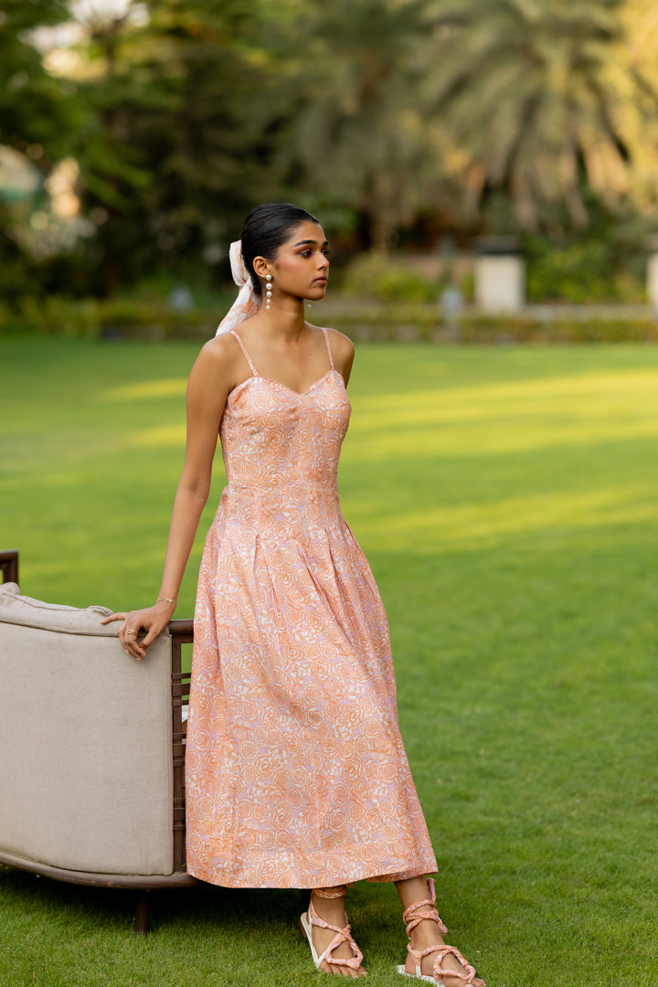 Linen Genda Phool Bralette Dress