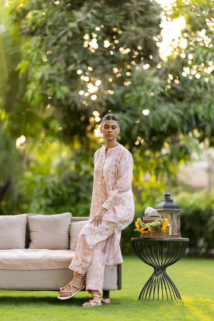 Linen Pant - Orange Banaras
