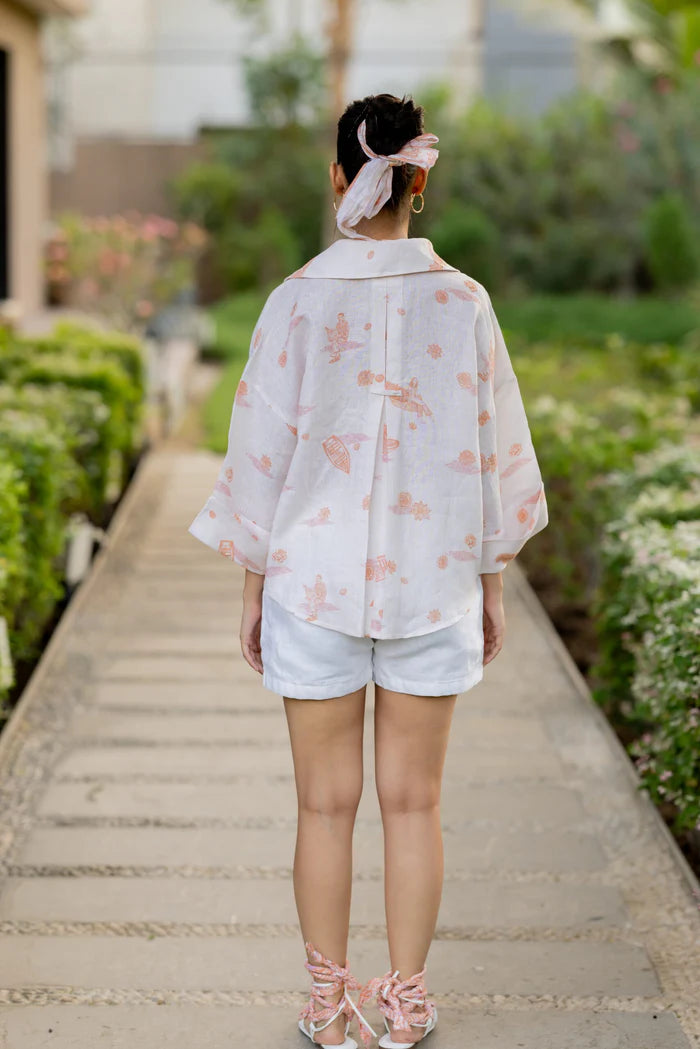 Linen Coord Set - Oversized Shirt with Shorts