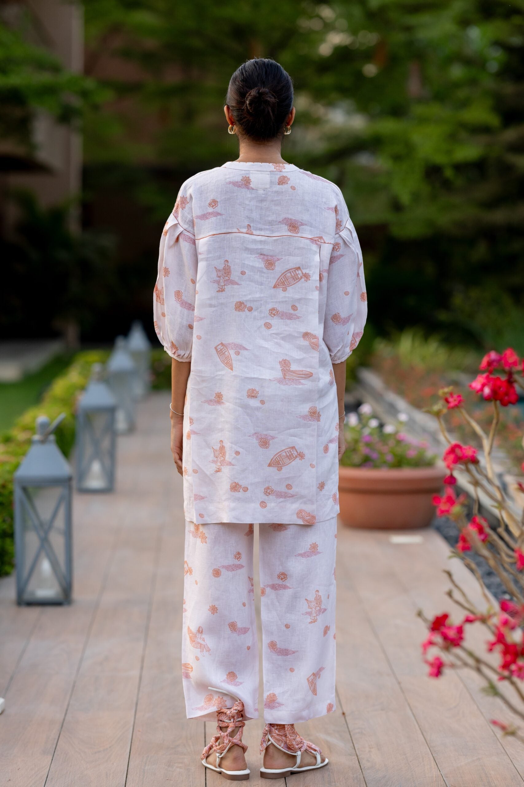 Linen Oversized Short kurta - Orange Badal Naav
