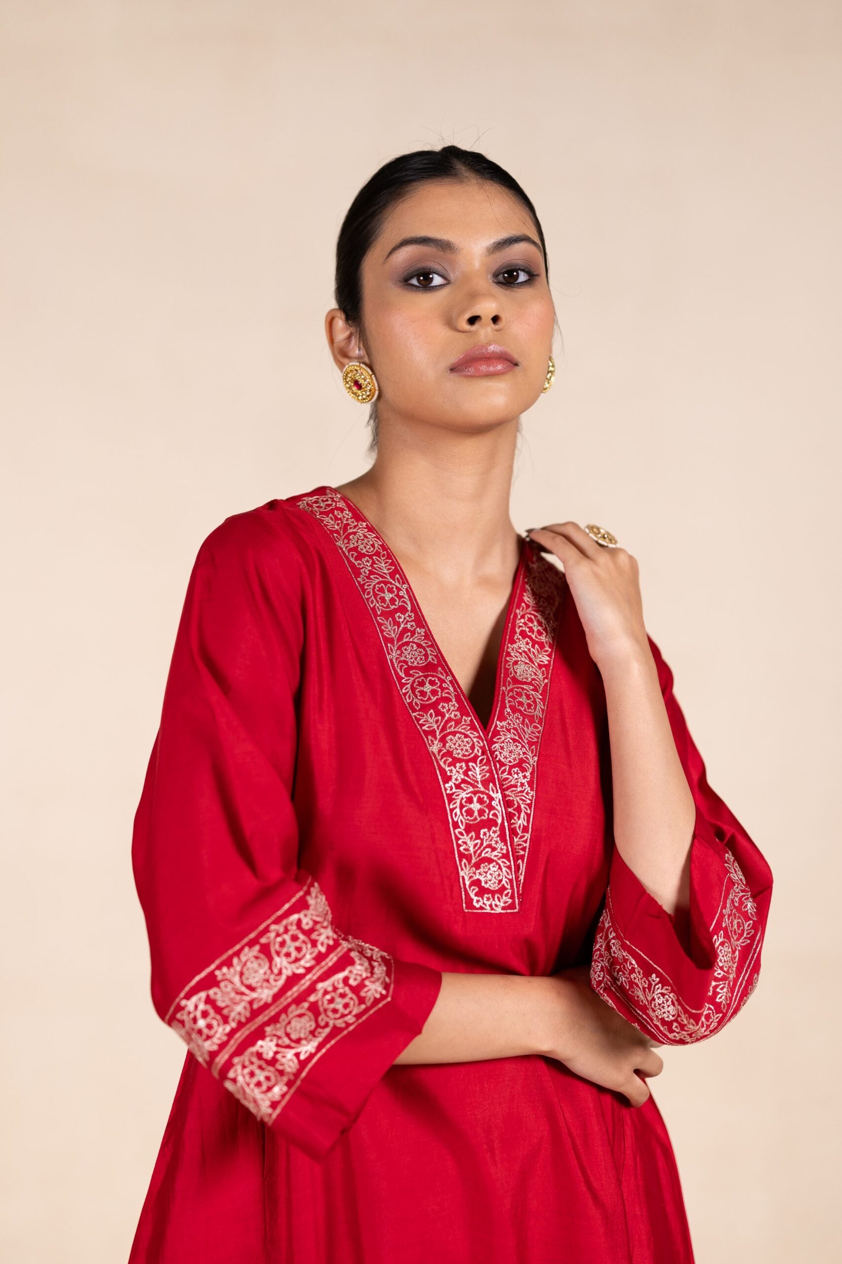 Rajrani Silk Kurta Set - Red