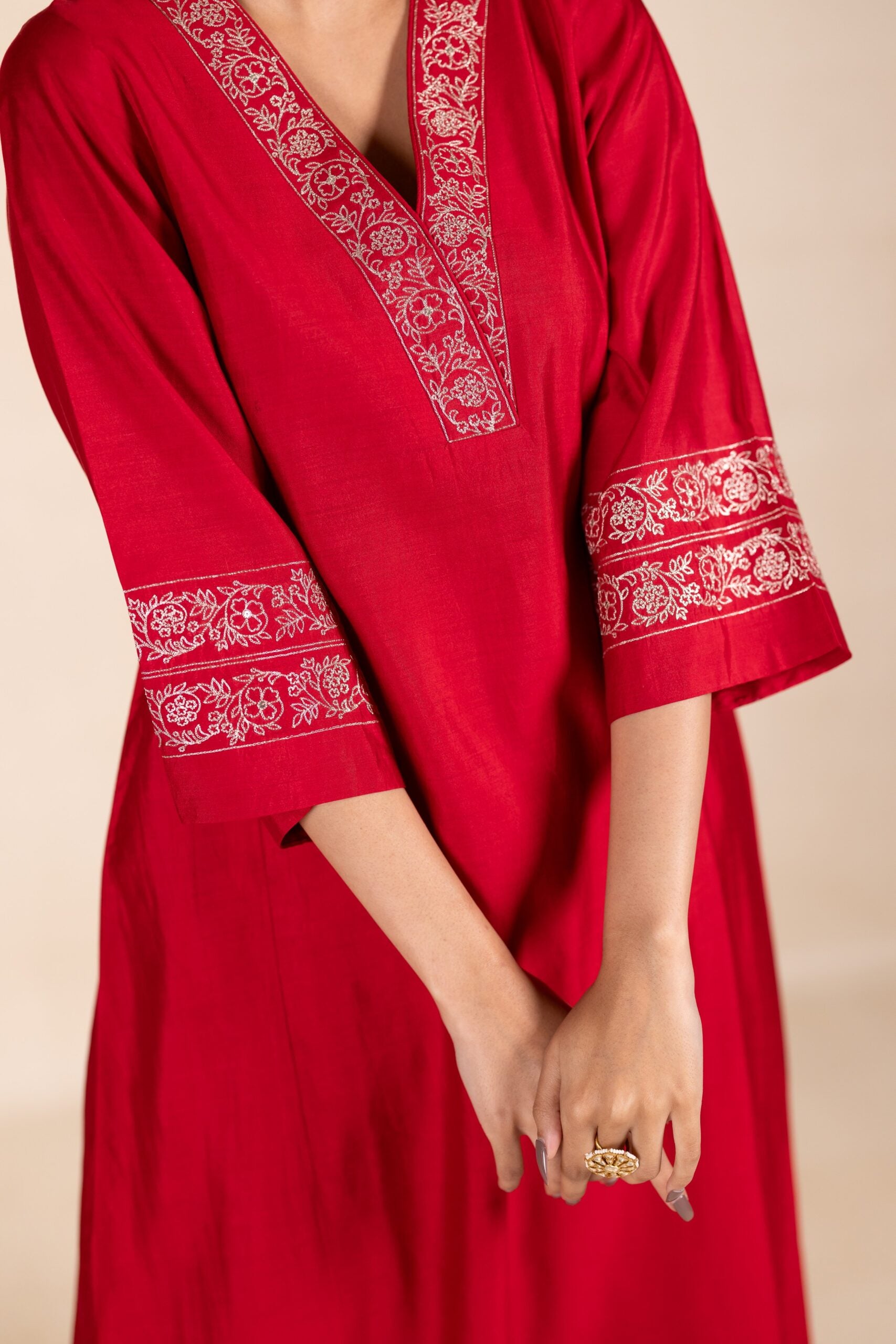 Rajrani Silk Kurta Set - Red
