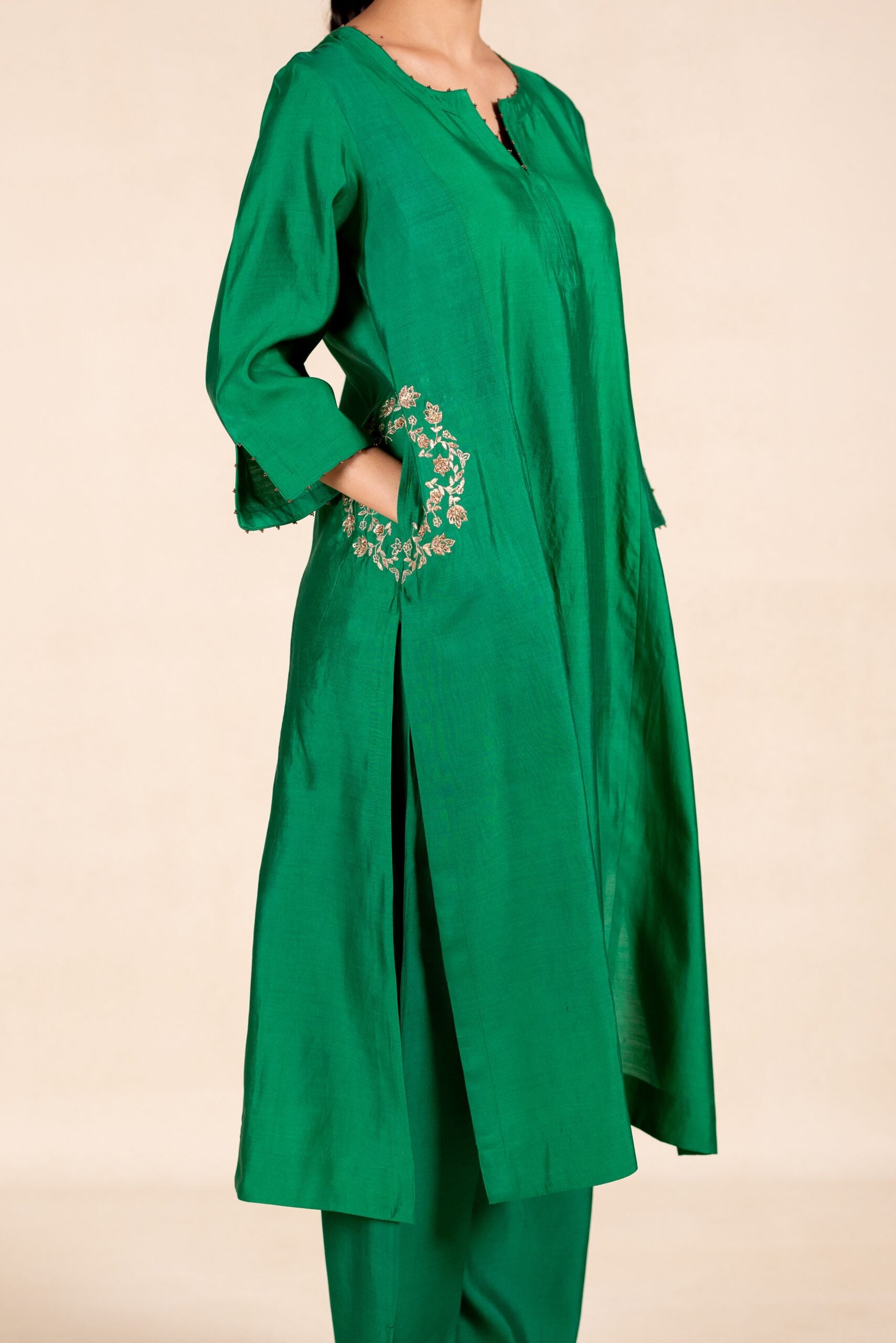 Mohini Embroidered Silk Kurta Set - Green