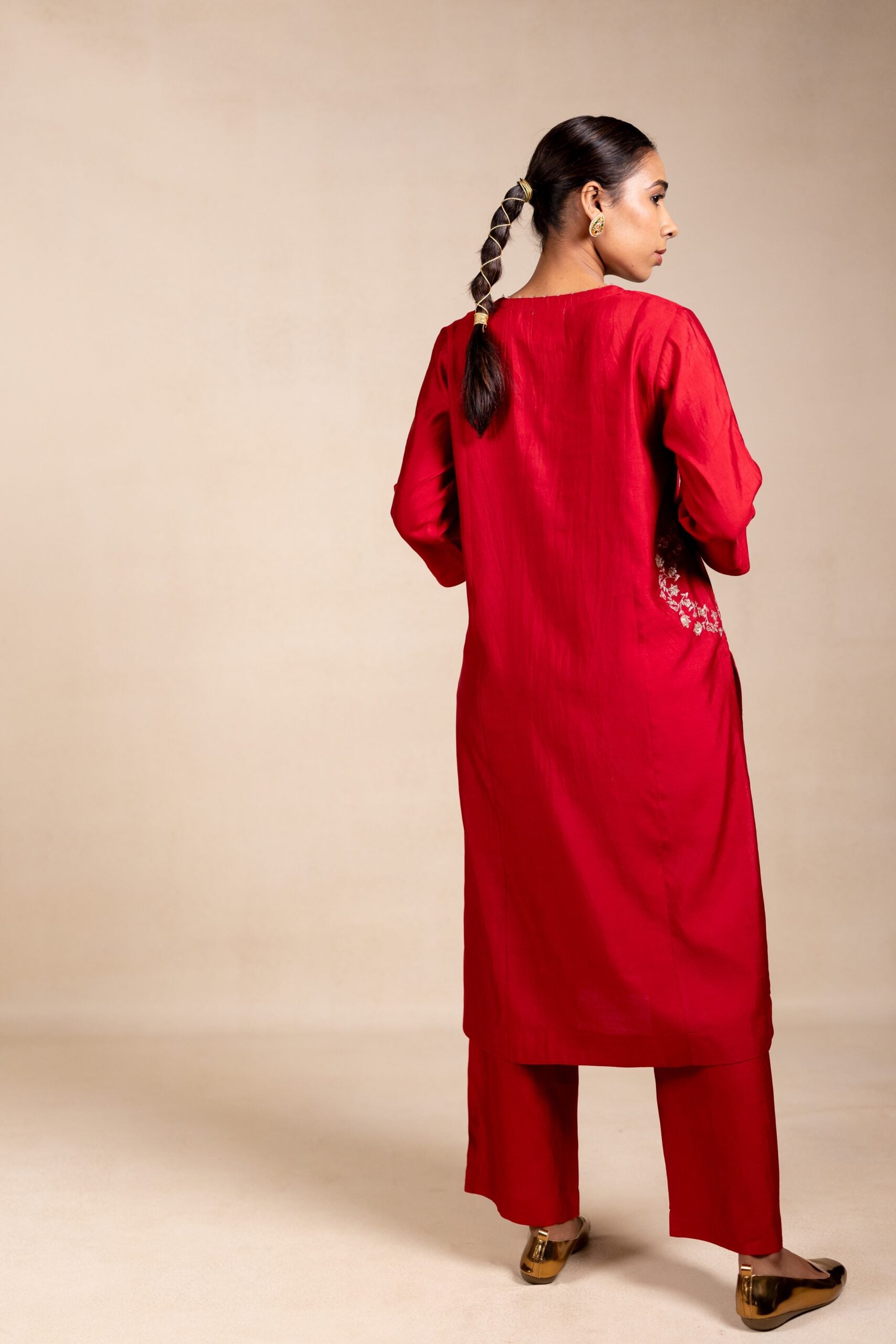 Mohini Silk Embroidery Kurta Set - Red