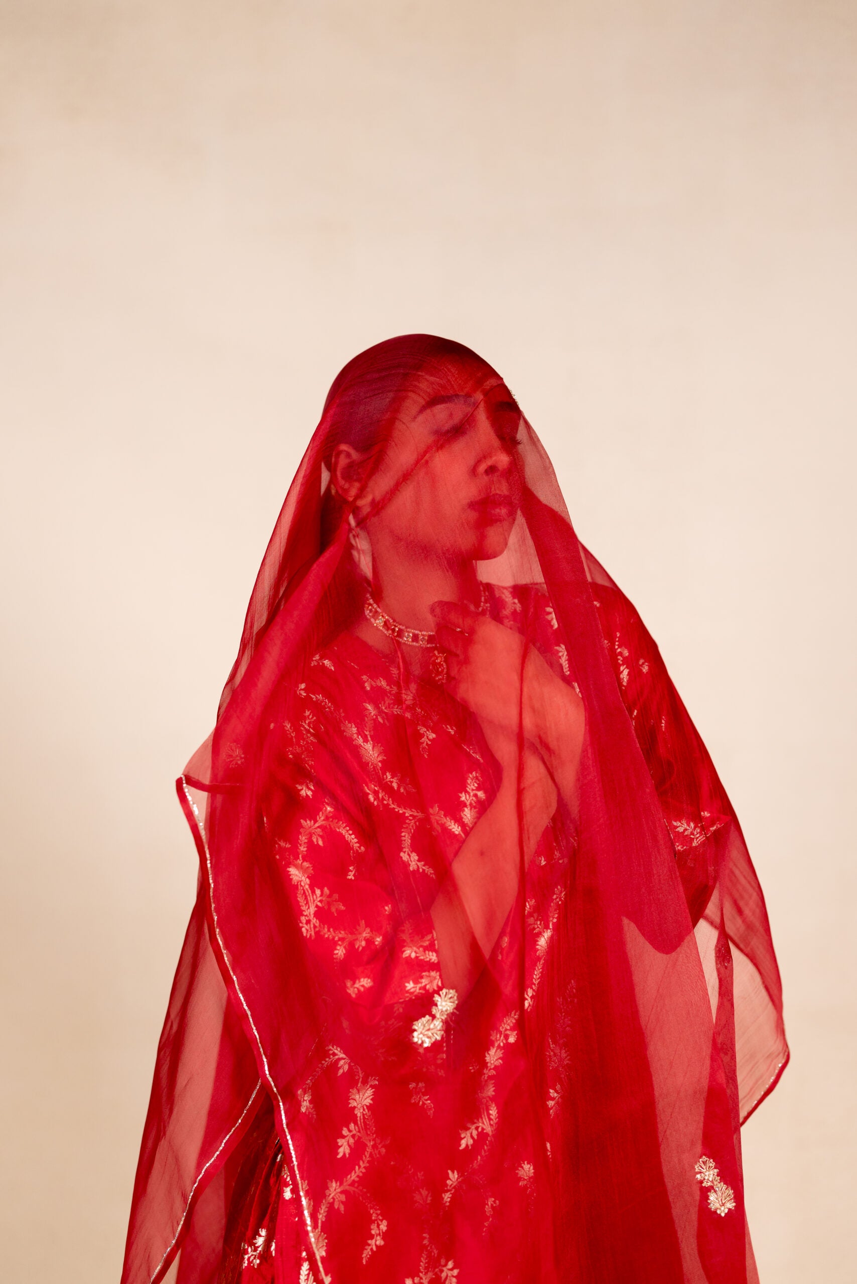 Organza Butidar Dupatta - Red