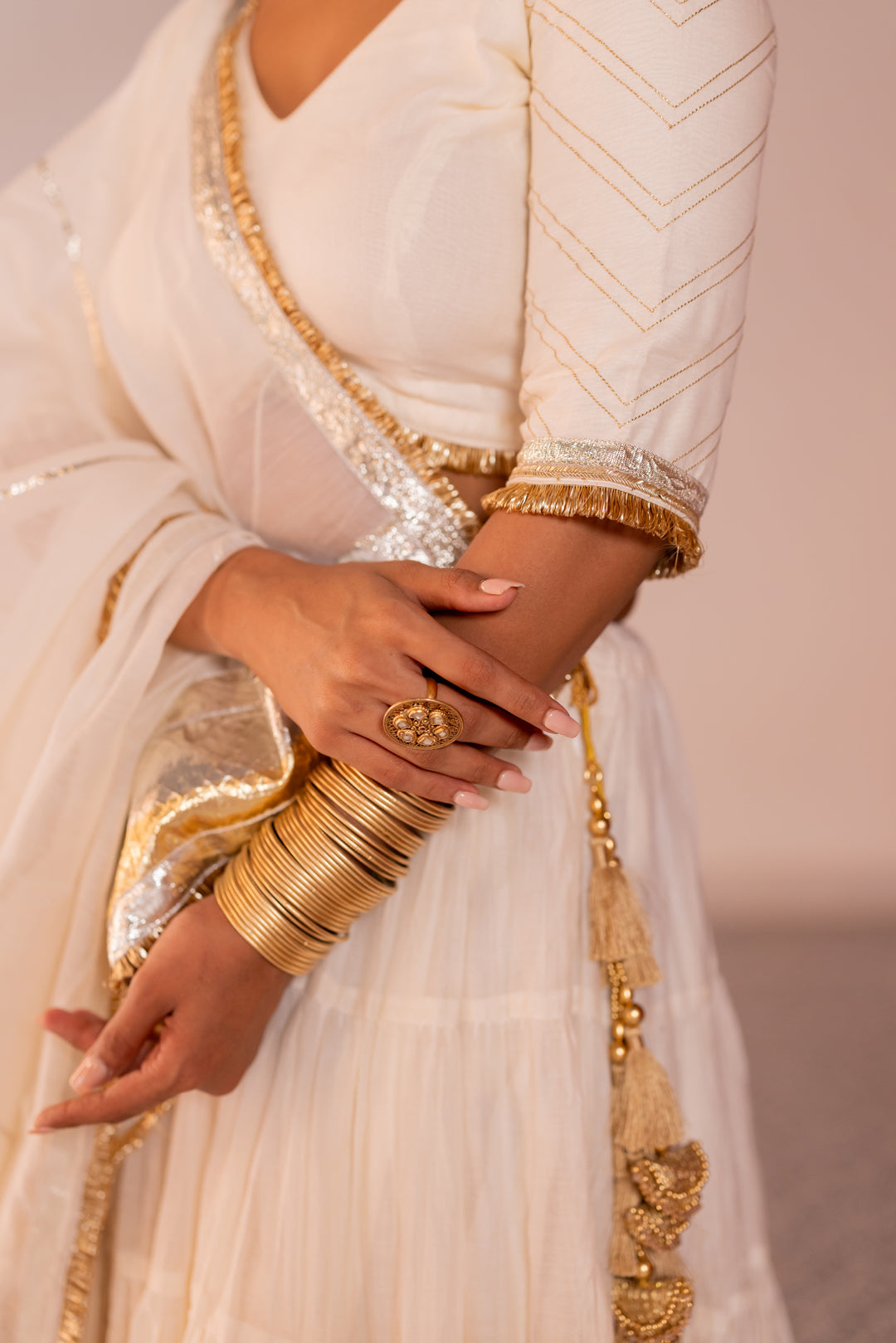 V-neck chanderi blouse