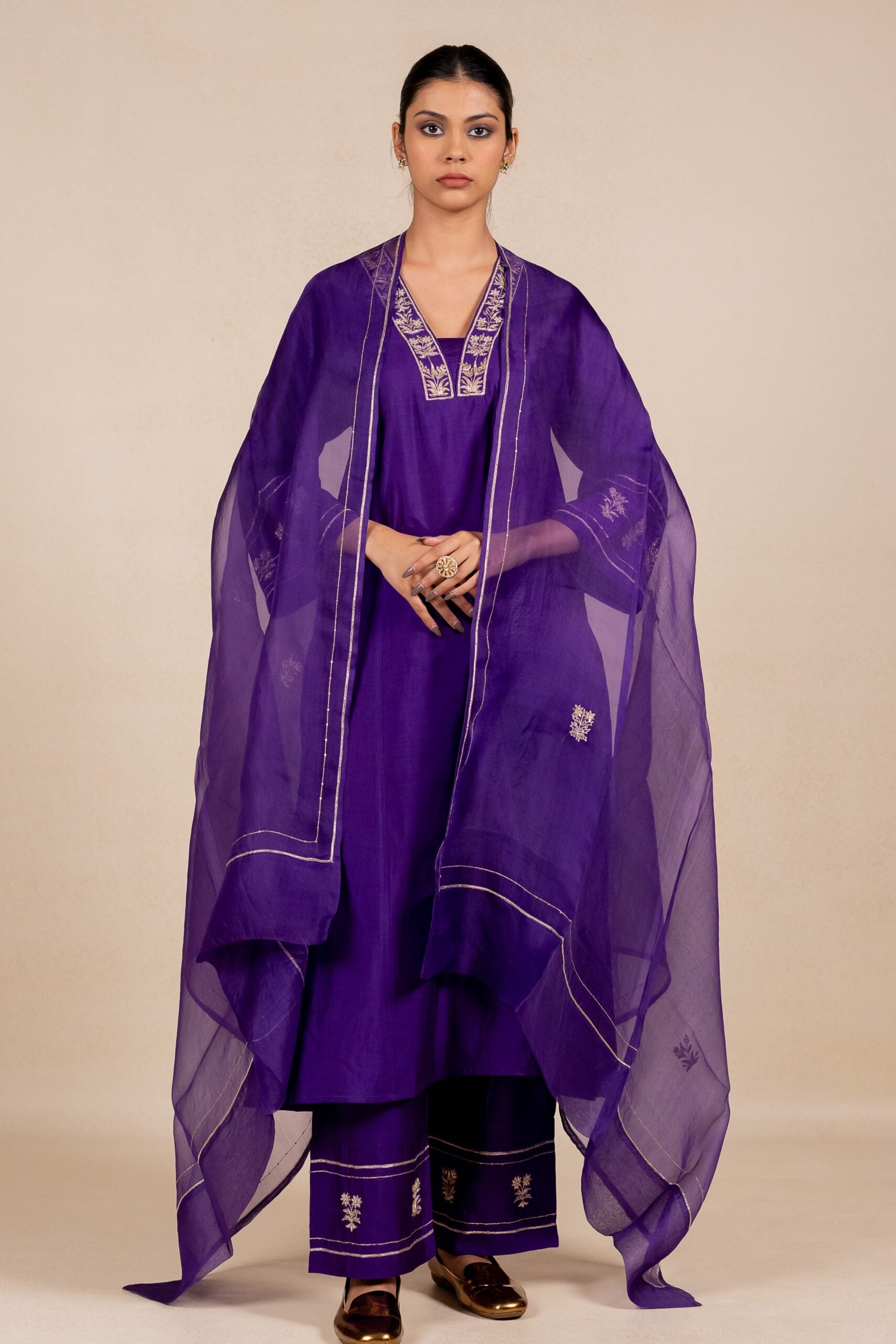 Devyani Organza Dupatta - Purple