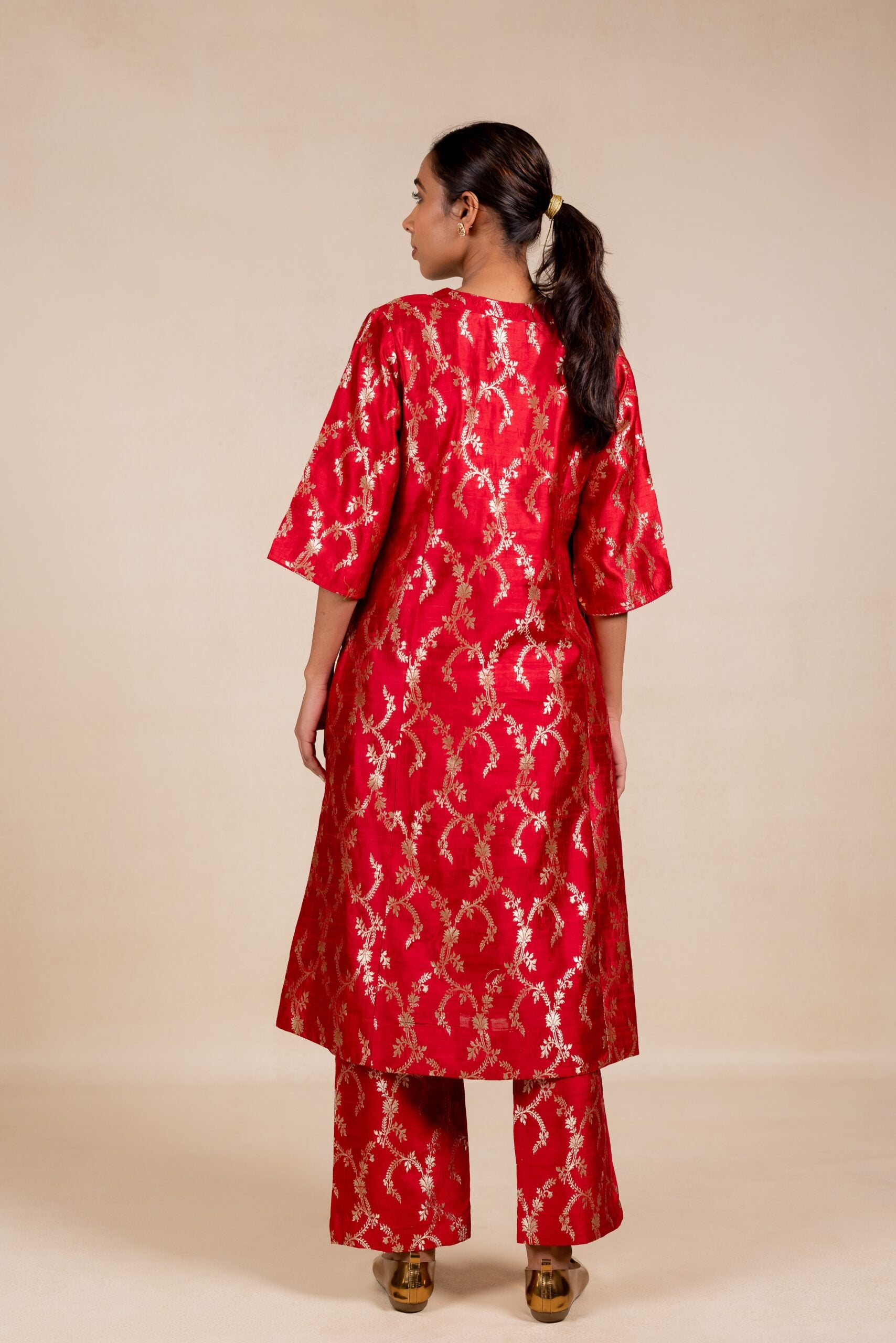 Banarasi Sadabahar Kurta Set - Red