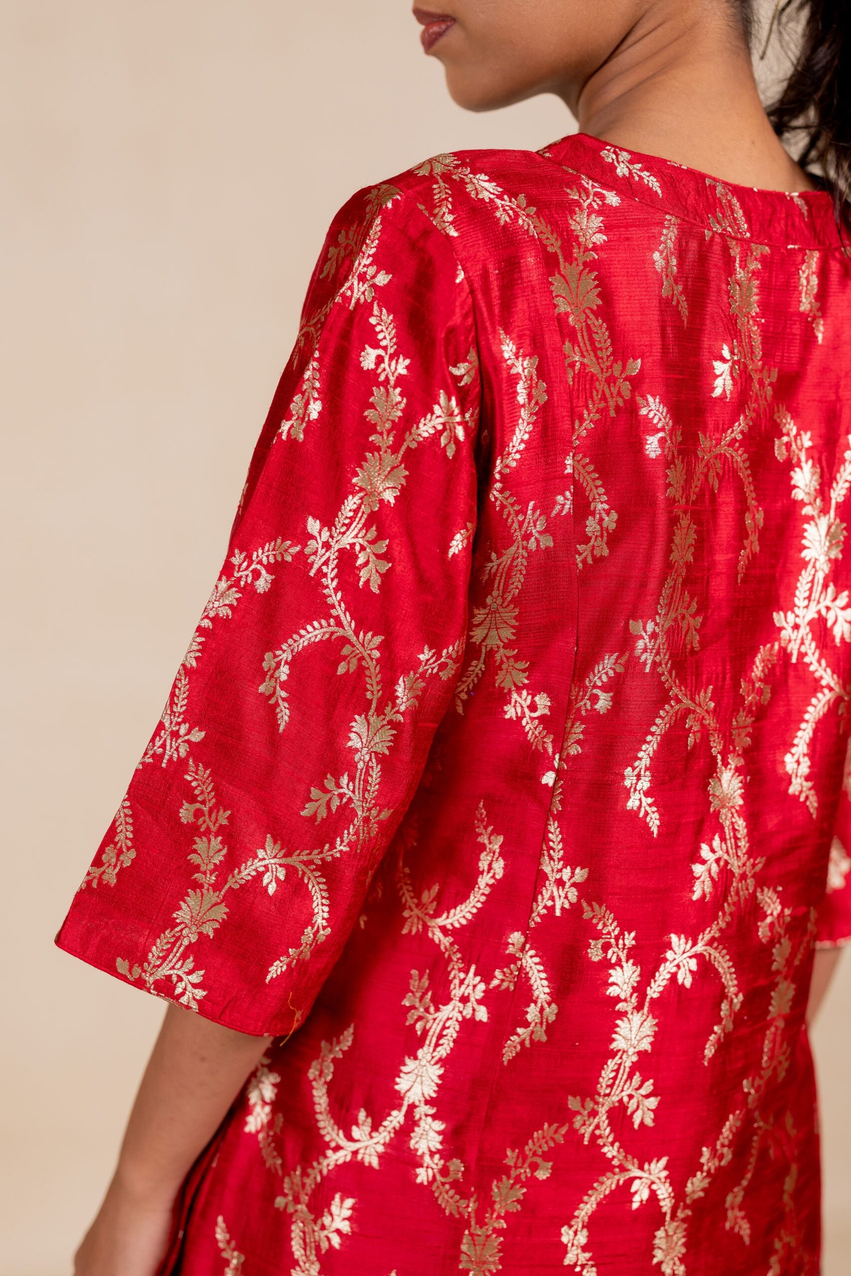 Banarasi Sadabahar Kurta Set - Red