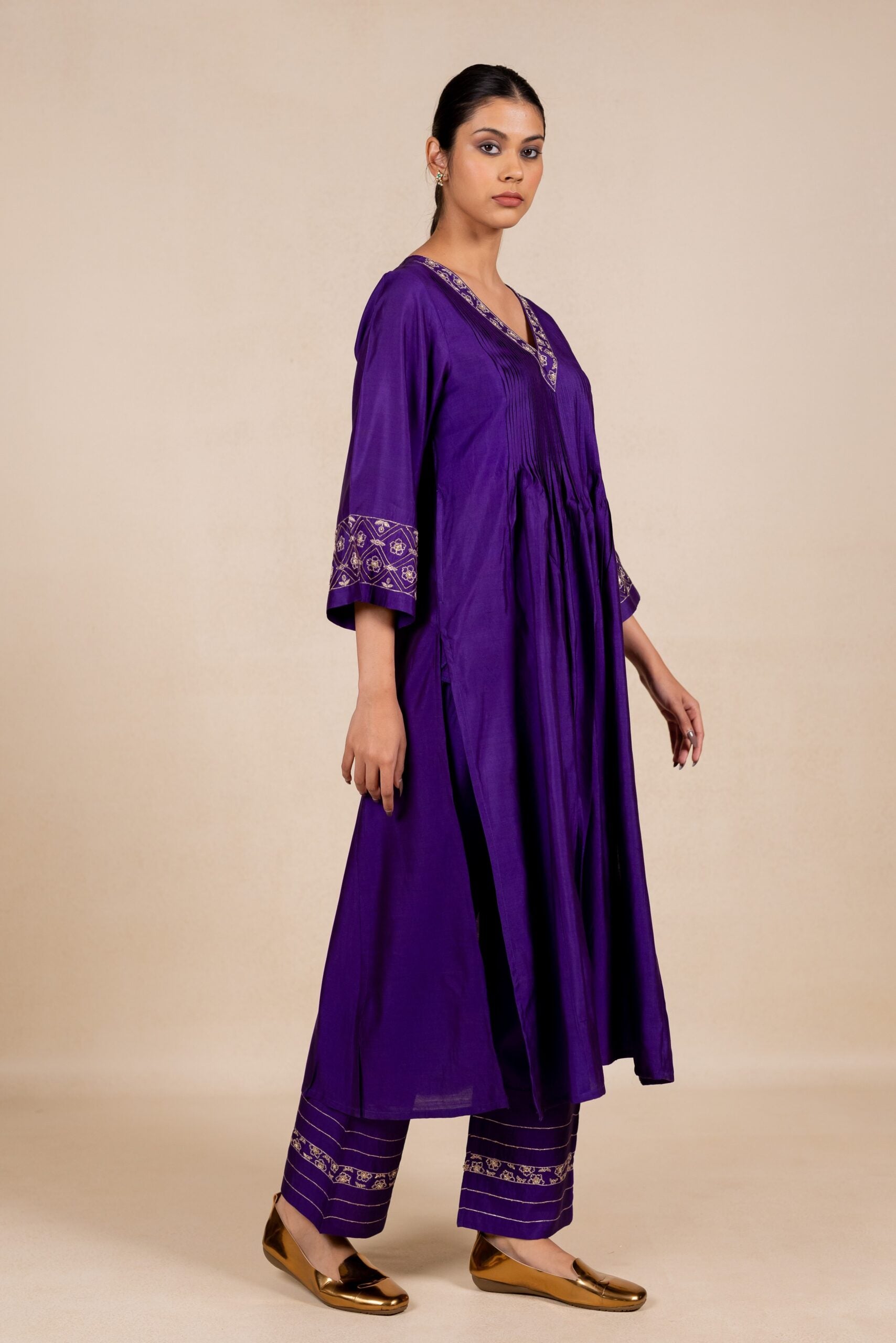 Chandrika Silk Kurta Set - Purple