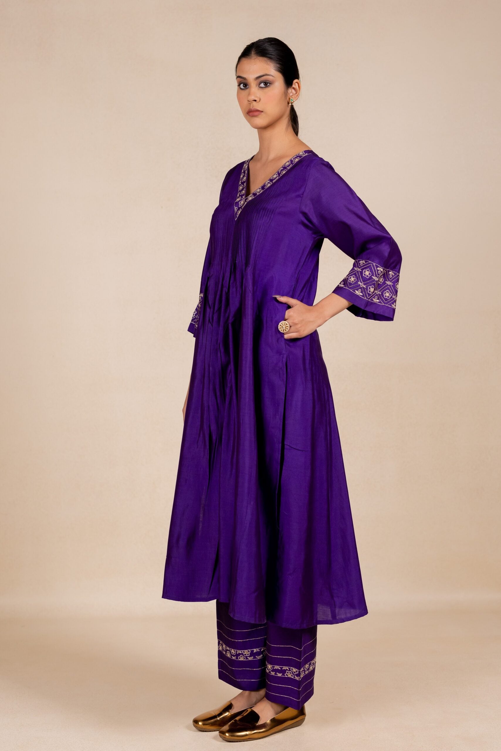 Chandrika Silk Kurta Set - Purple