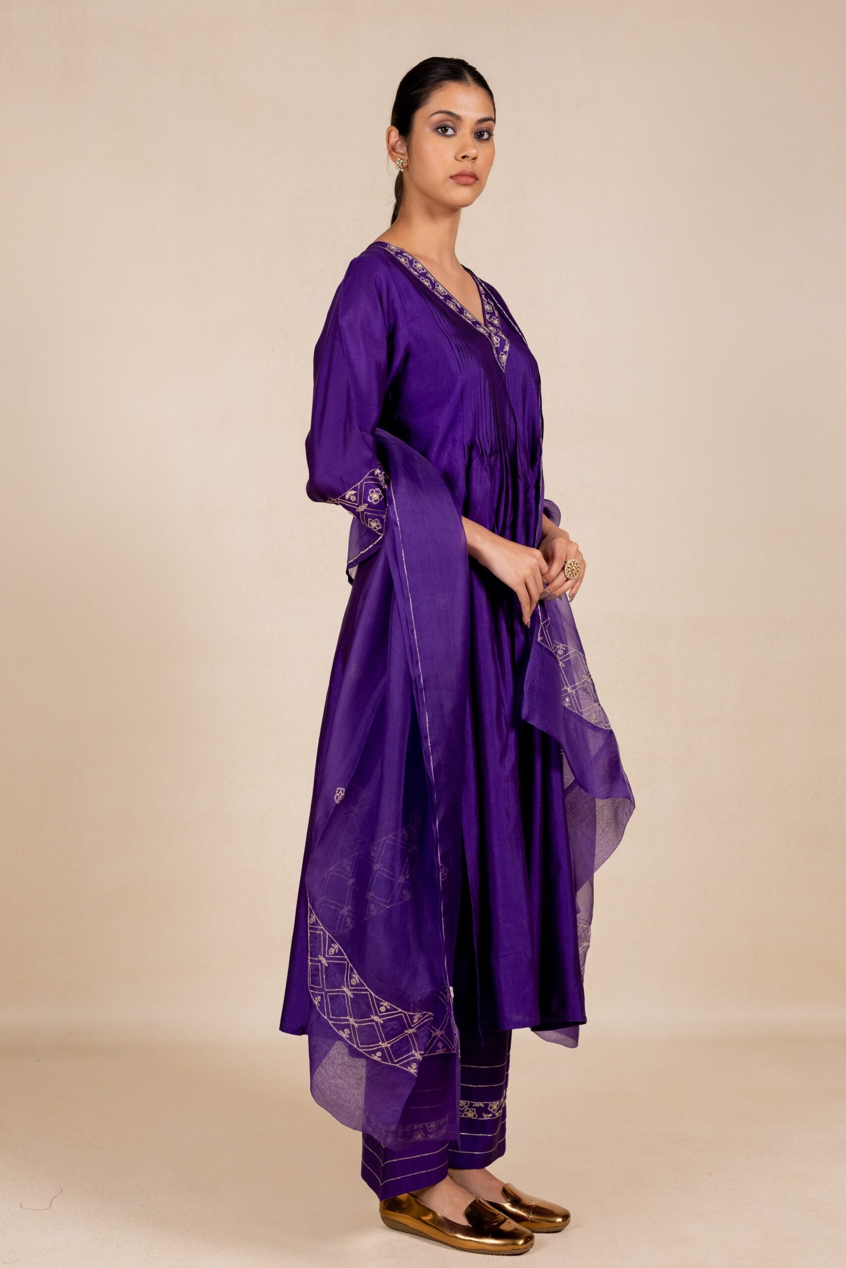 Chandrika Silk Kurta Set - Purple