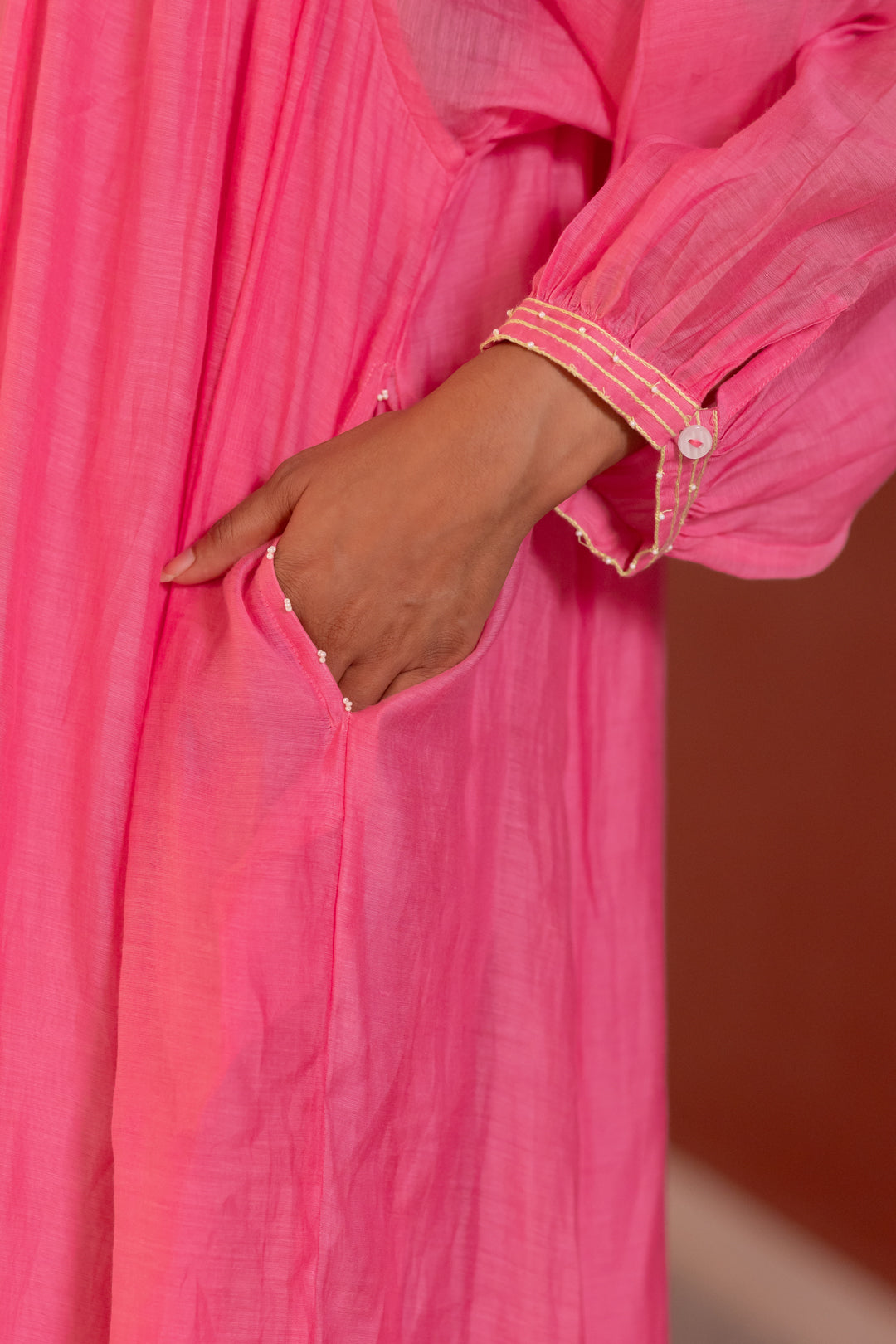 Drawstring frontknot dress