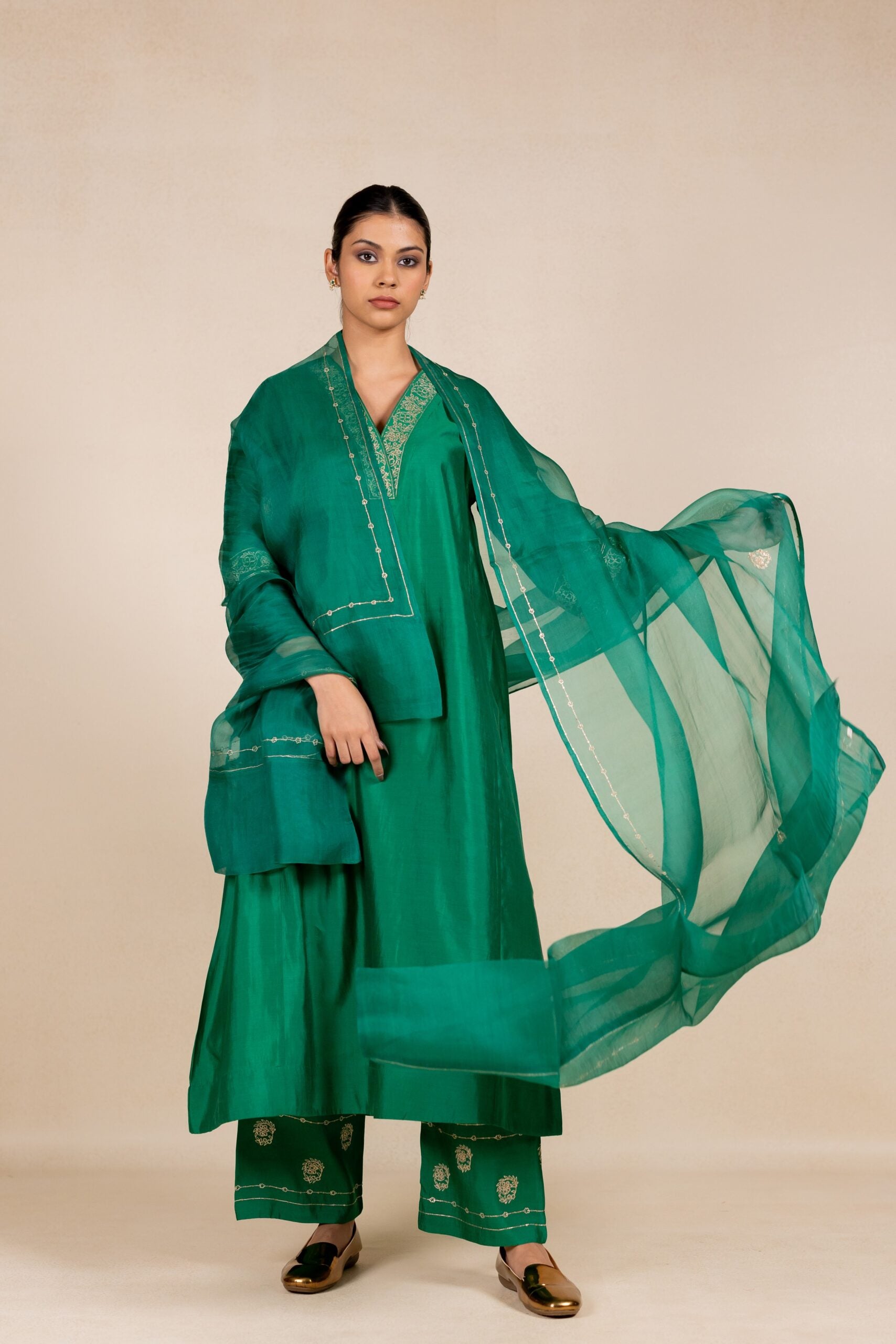 Rajrani Organza Dupatta - Green