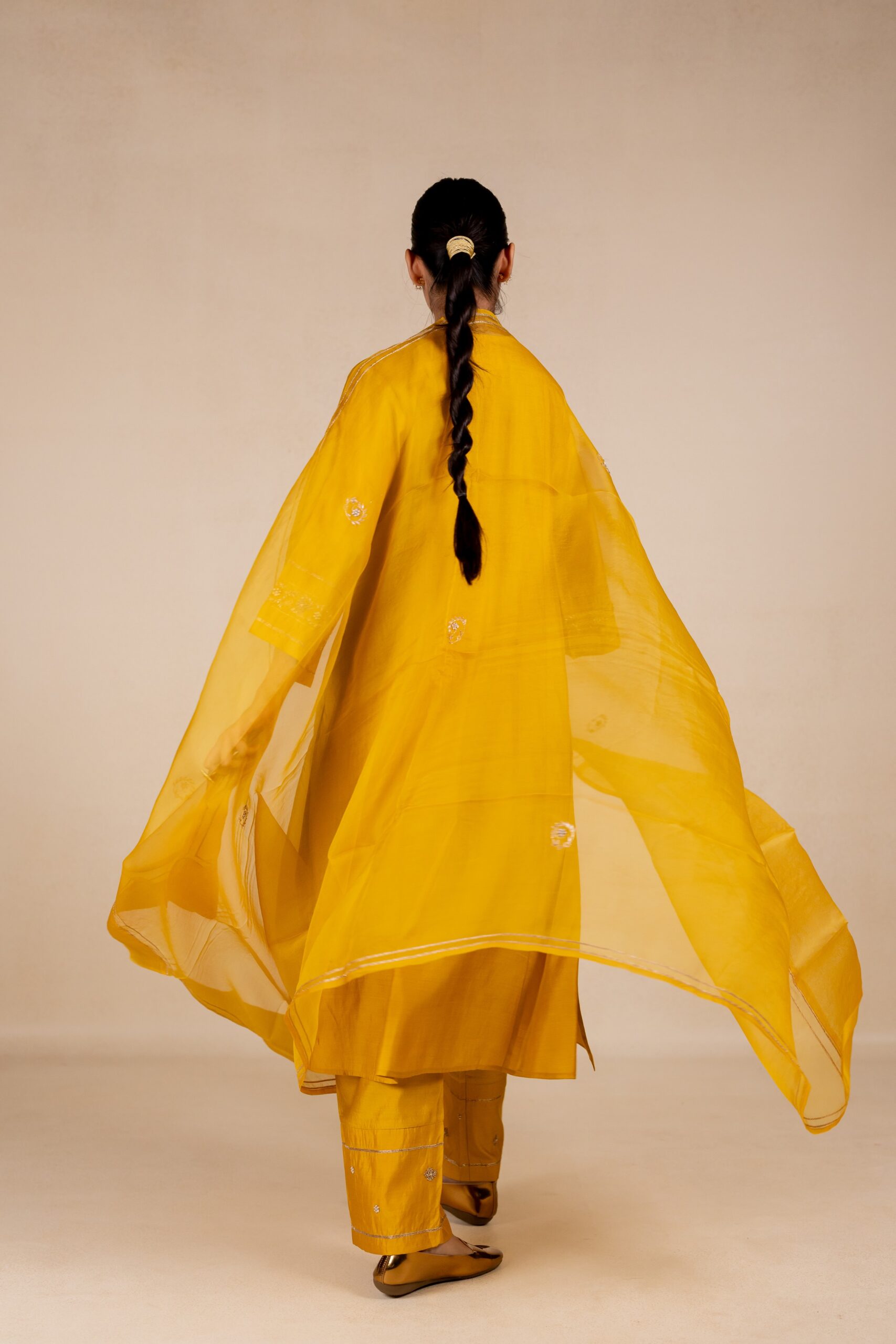 Rukmani Organza Dupatta - Yellow