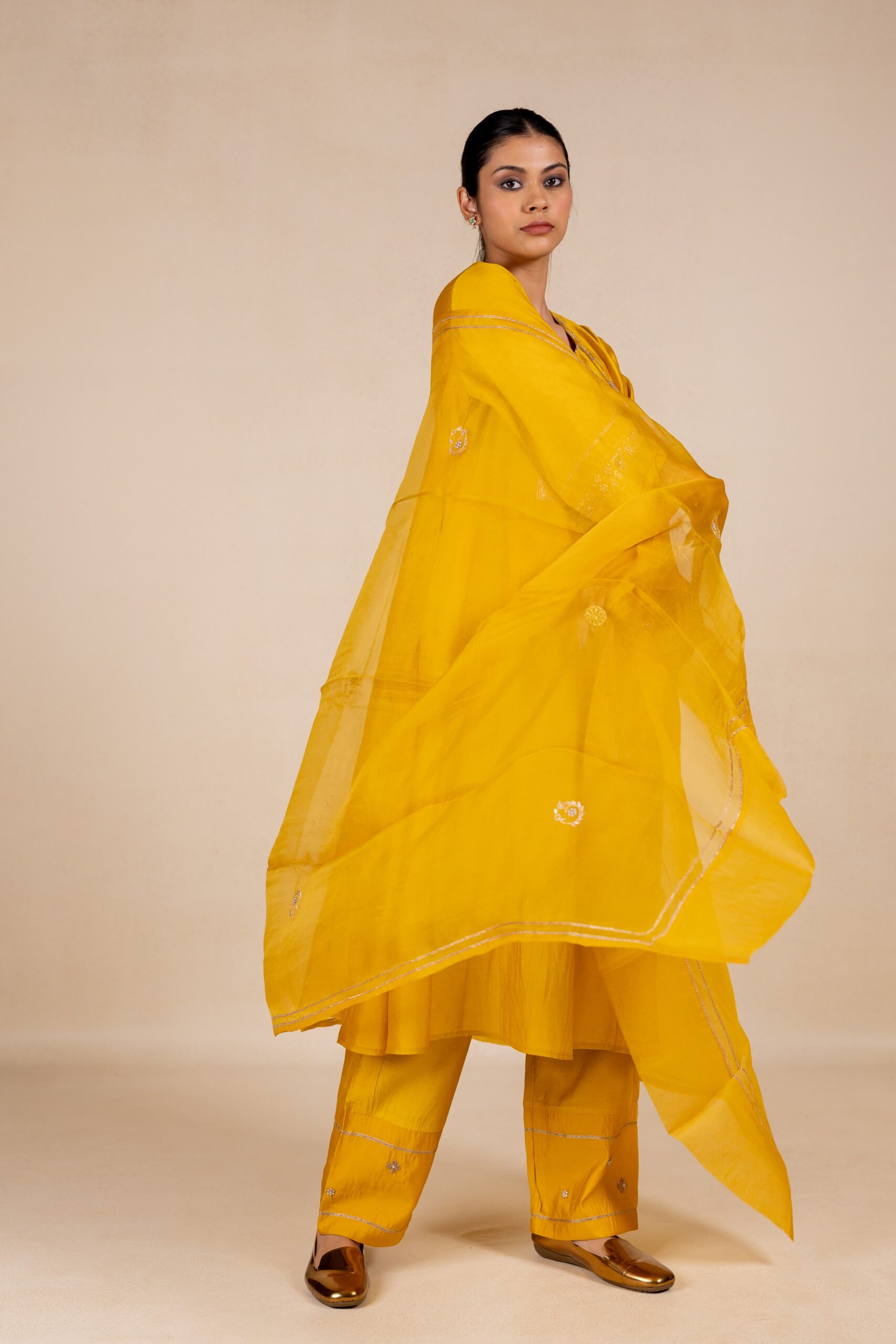 Rukmani Organza Dupatta - Yellow