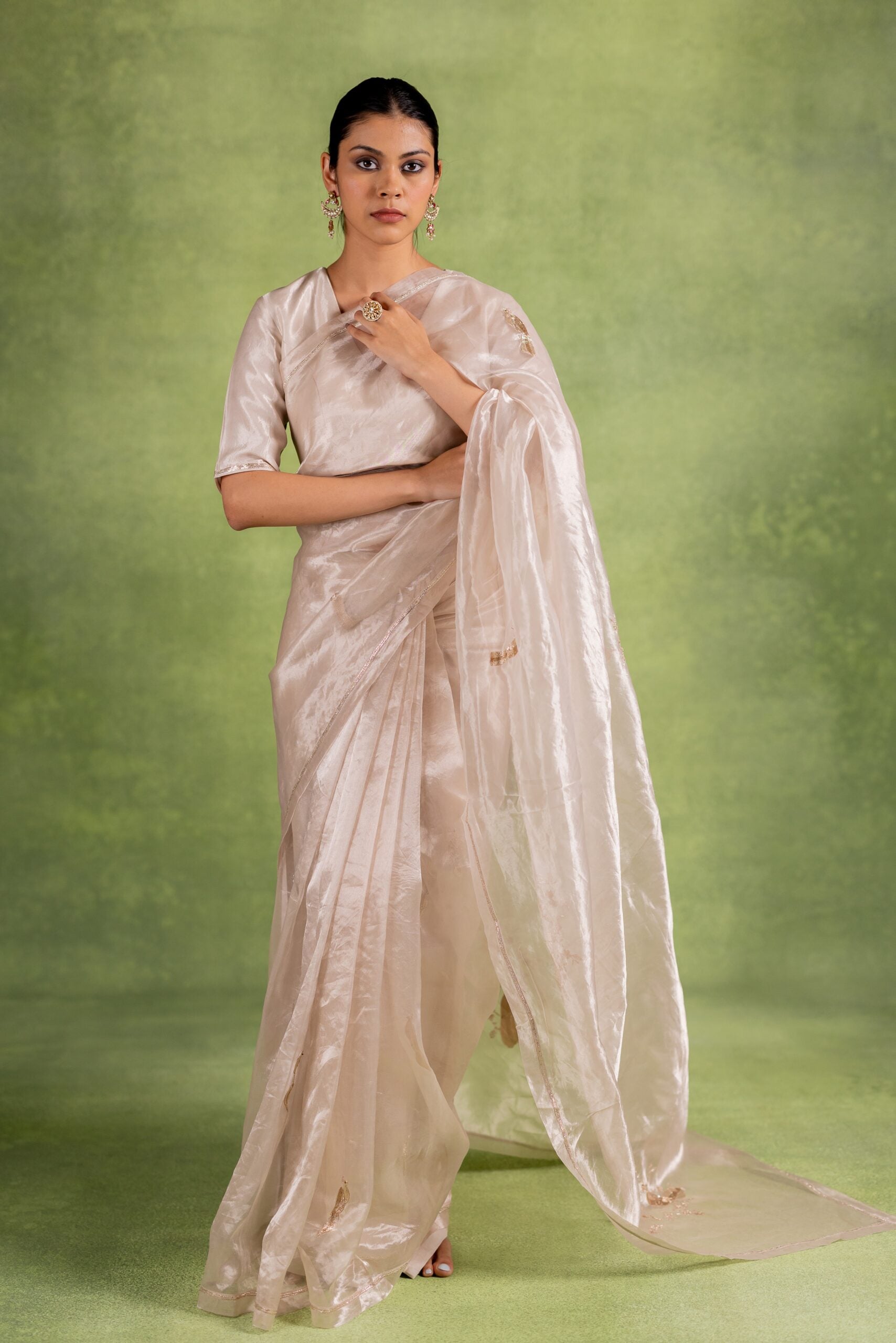 Chandni Tissue Silk Saree - Silver