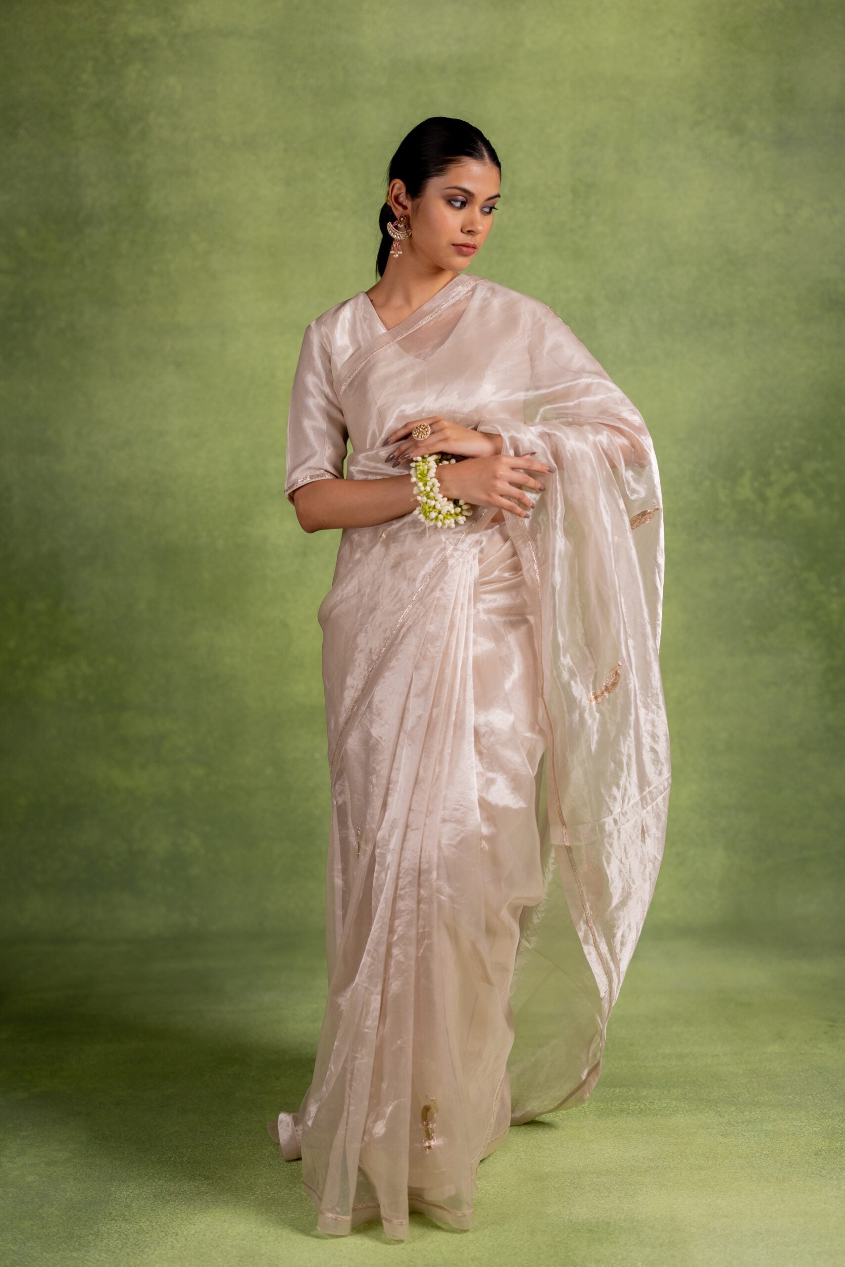 Chandni Tissue Silk Saree - Silver