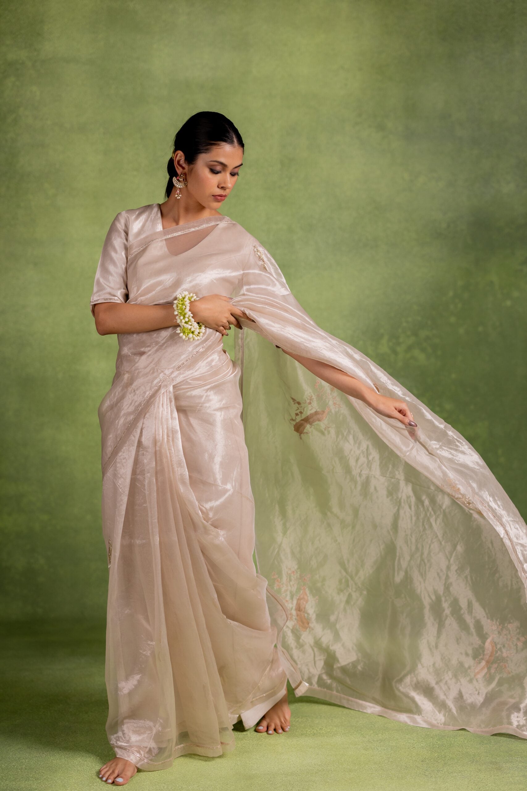 Chandni Tissue Silk Saree - Silver