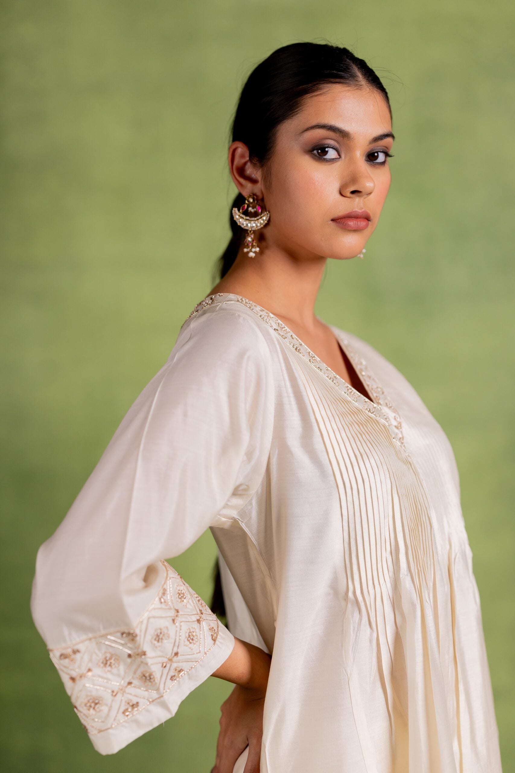 Chandrika Silk Kurta Set - Off white