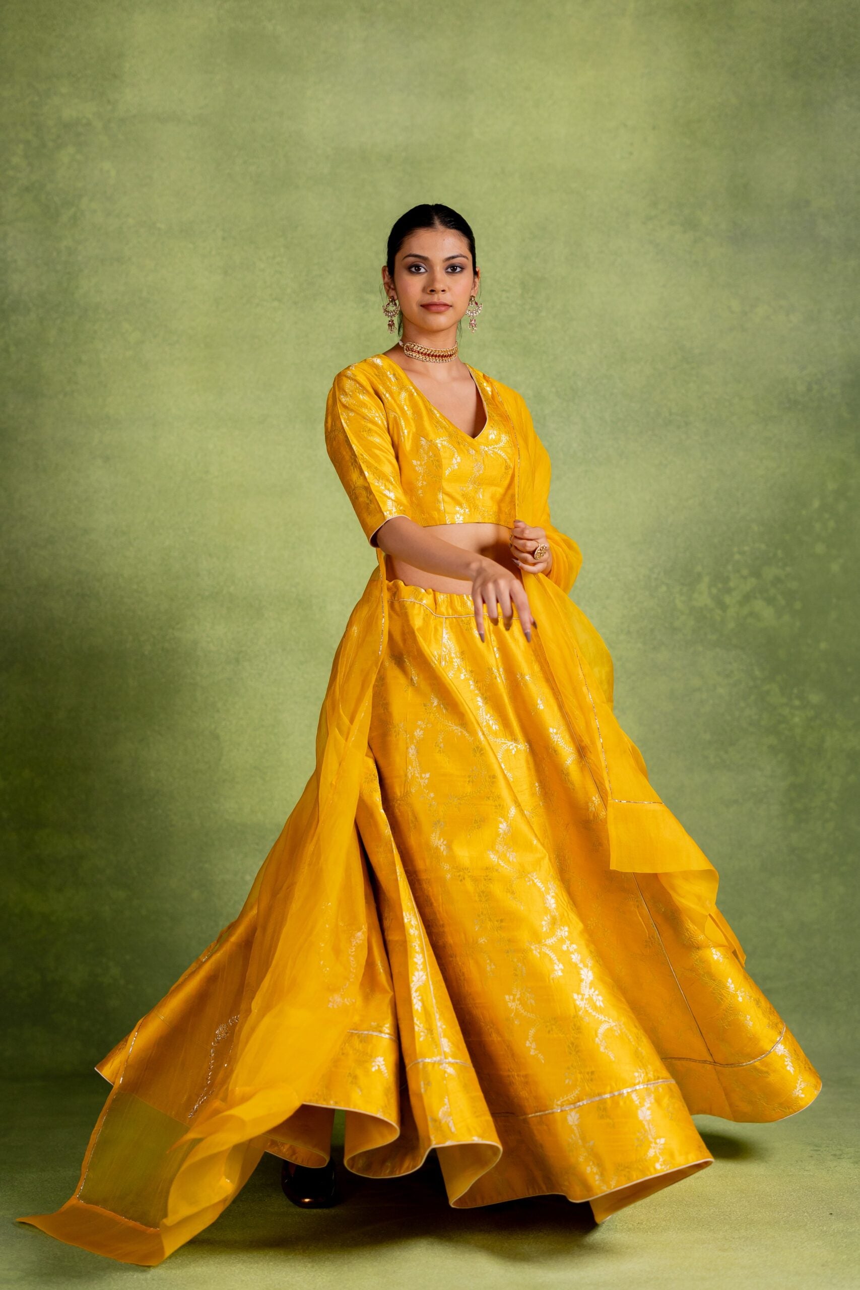 Banarasi Lehenga Set - Yellow