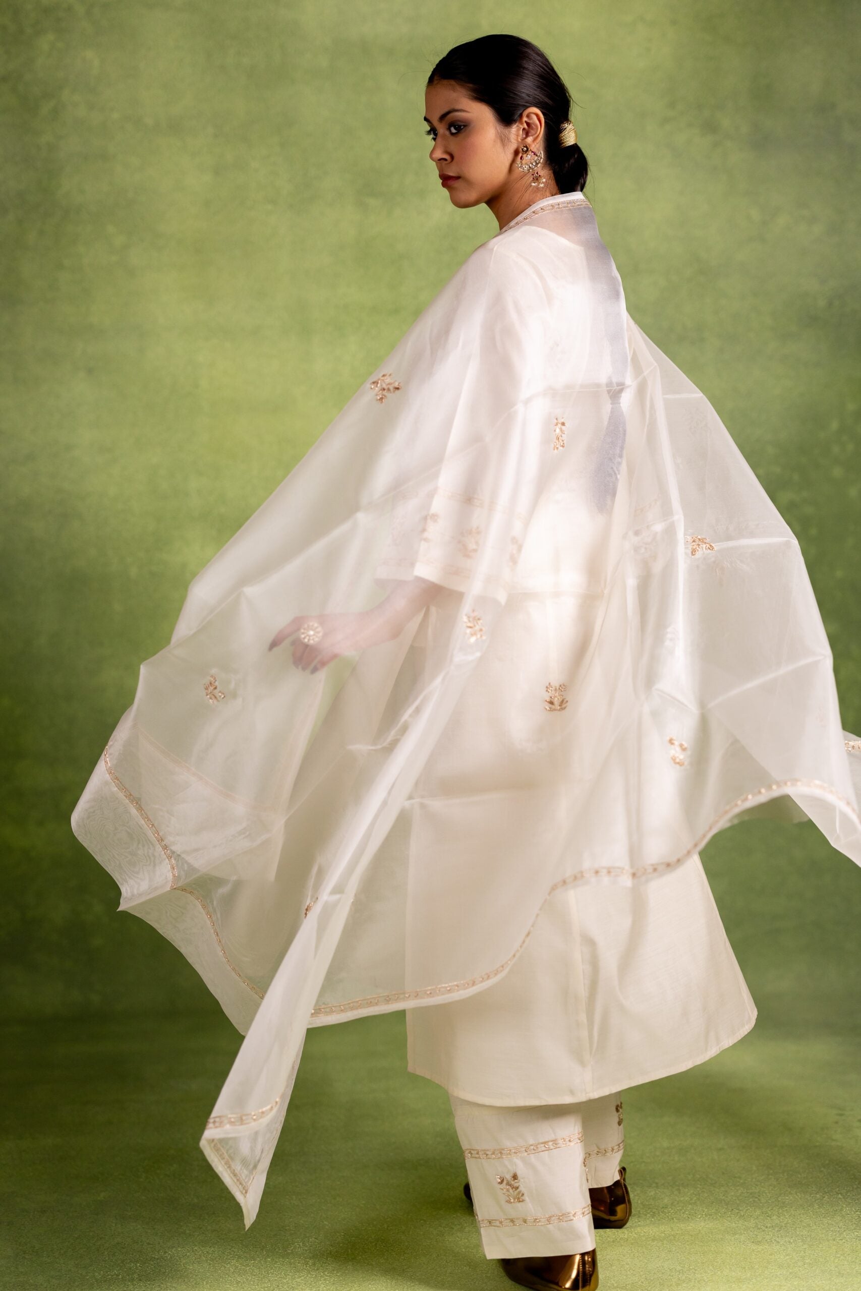 Rukmani Organza Dupatta - Off White
