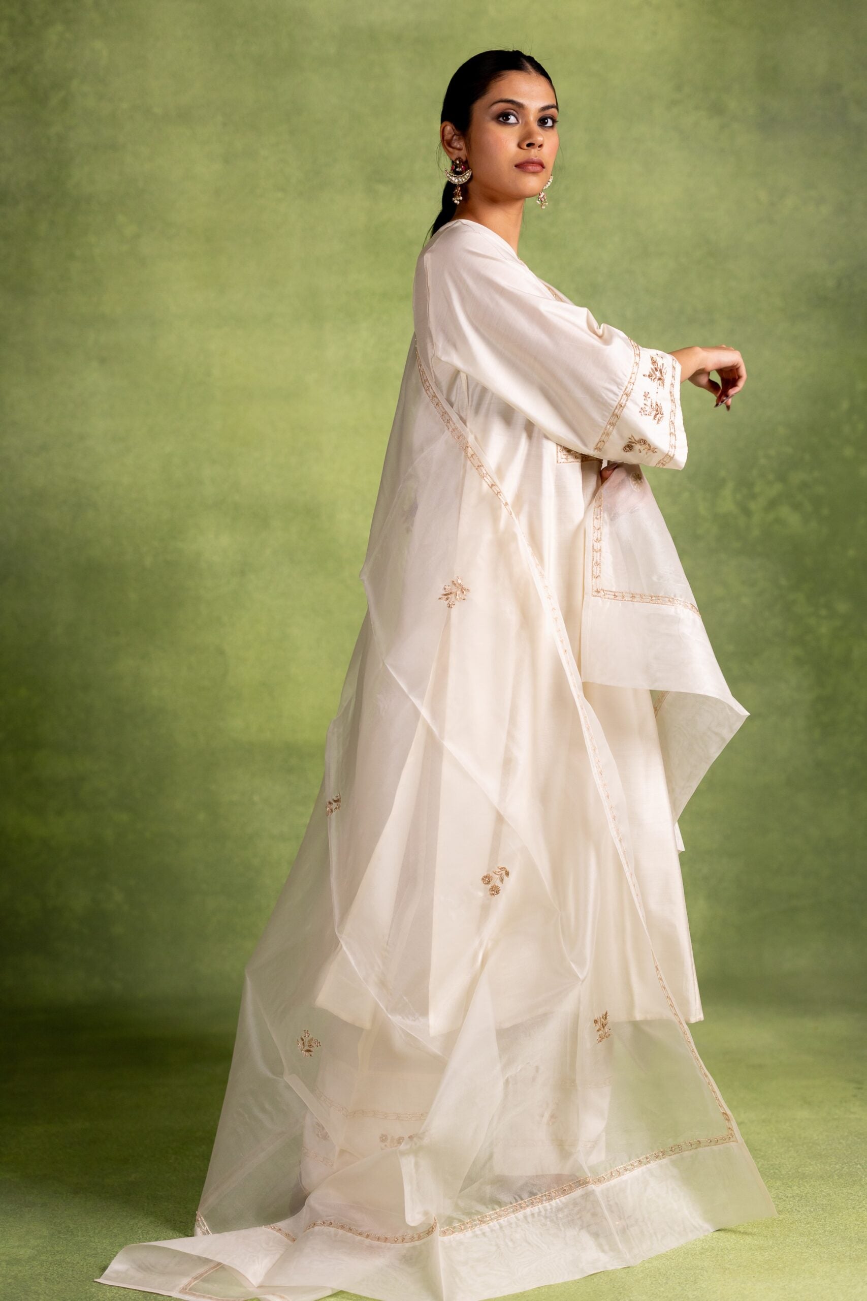Rukmani Organza Dupatta - Off White