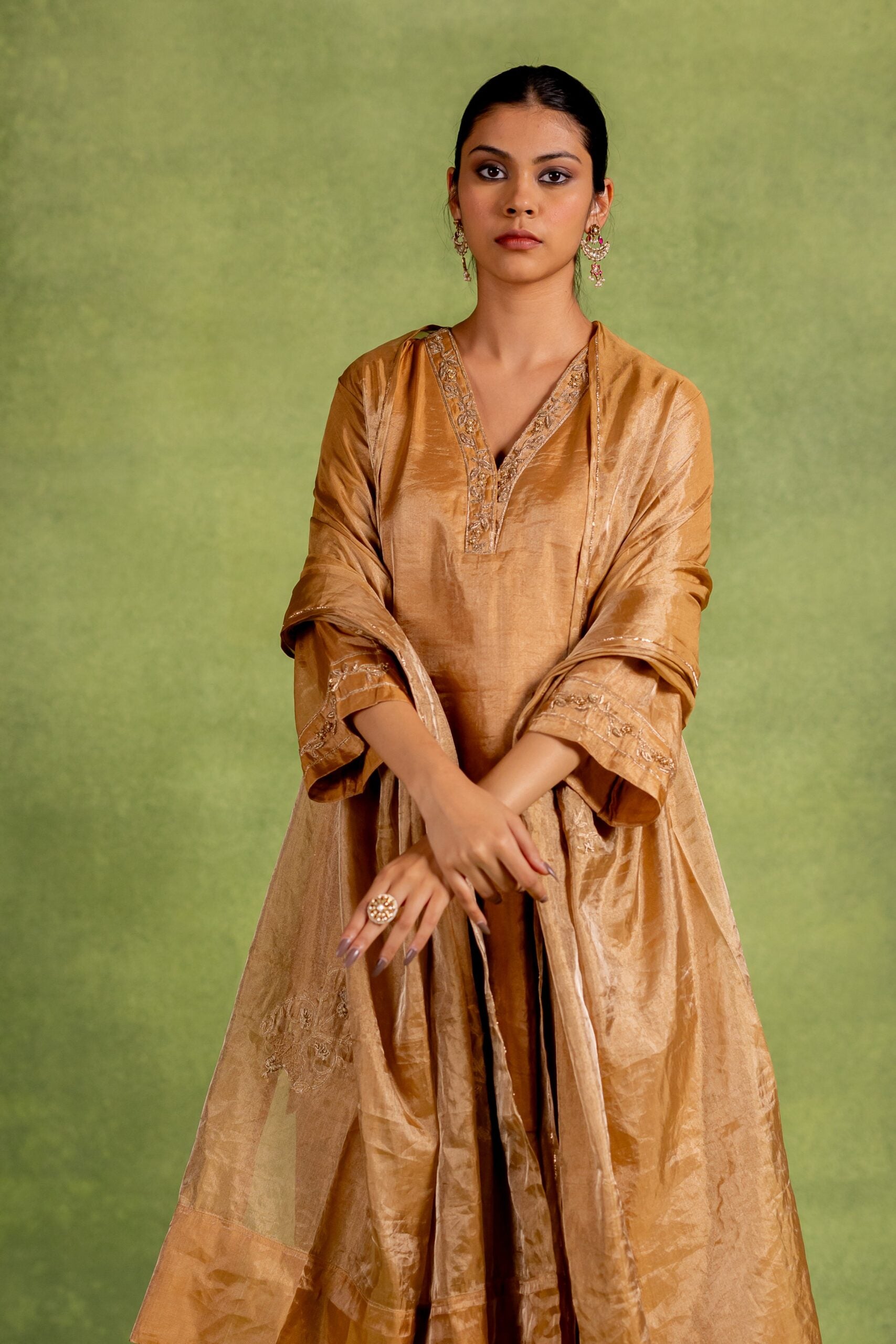 Tissue Dupatta - Golden