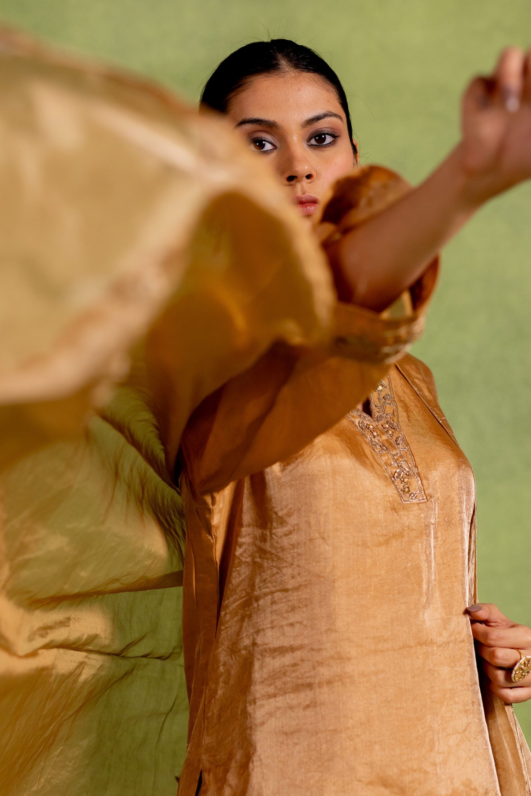 Tissue Dupatta - Golden