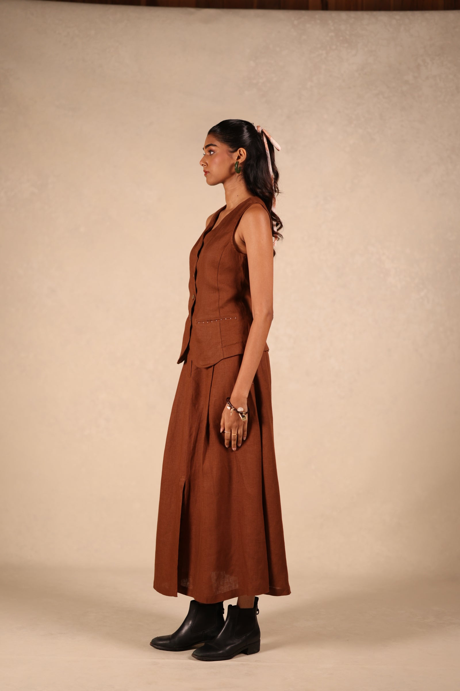 Linen Slit Skirt