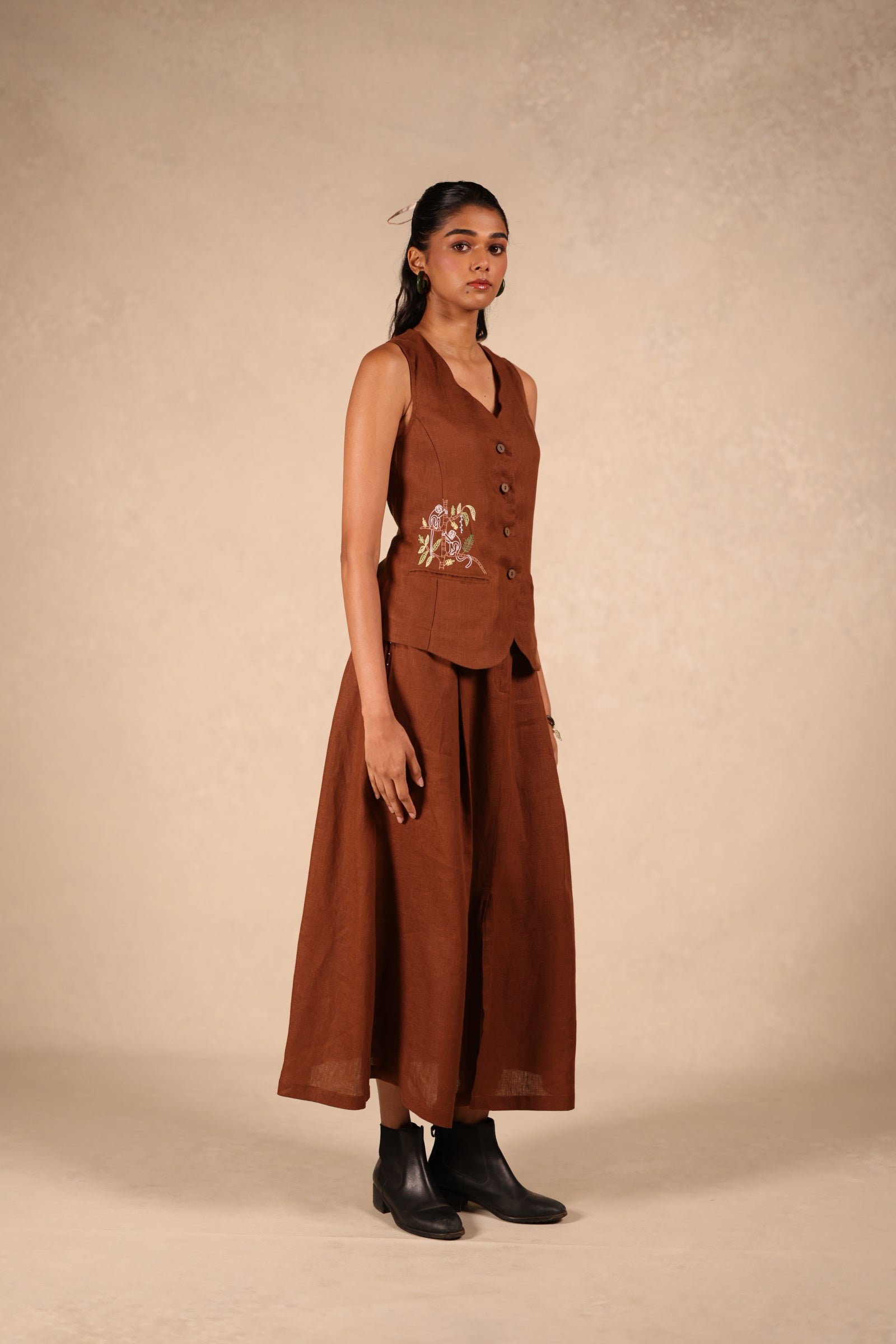 Linen Slit Skirt
