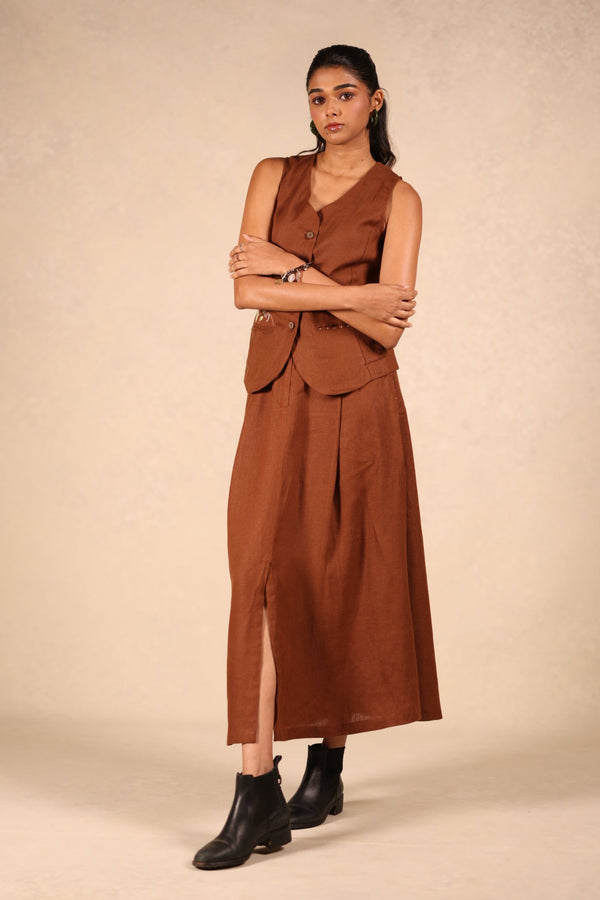 Linen Slit Skirt