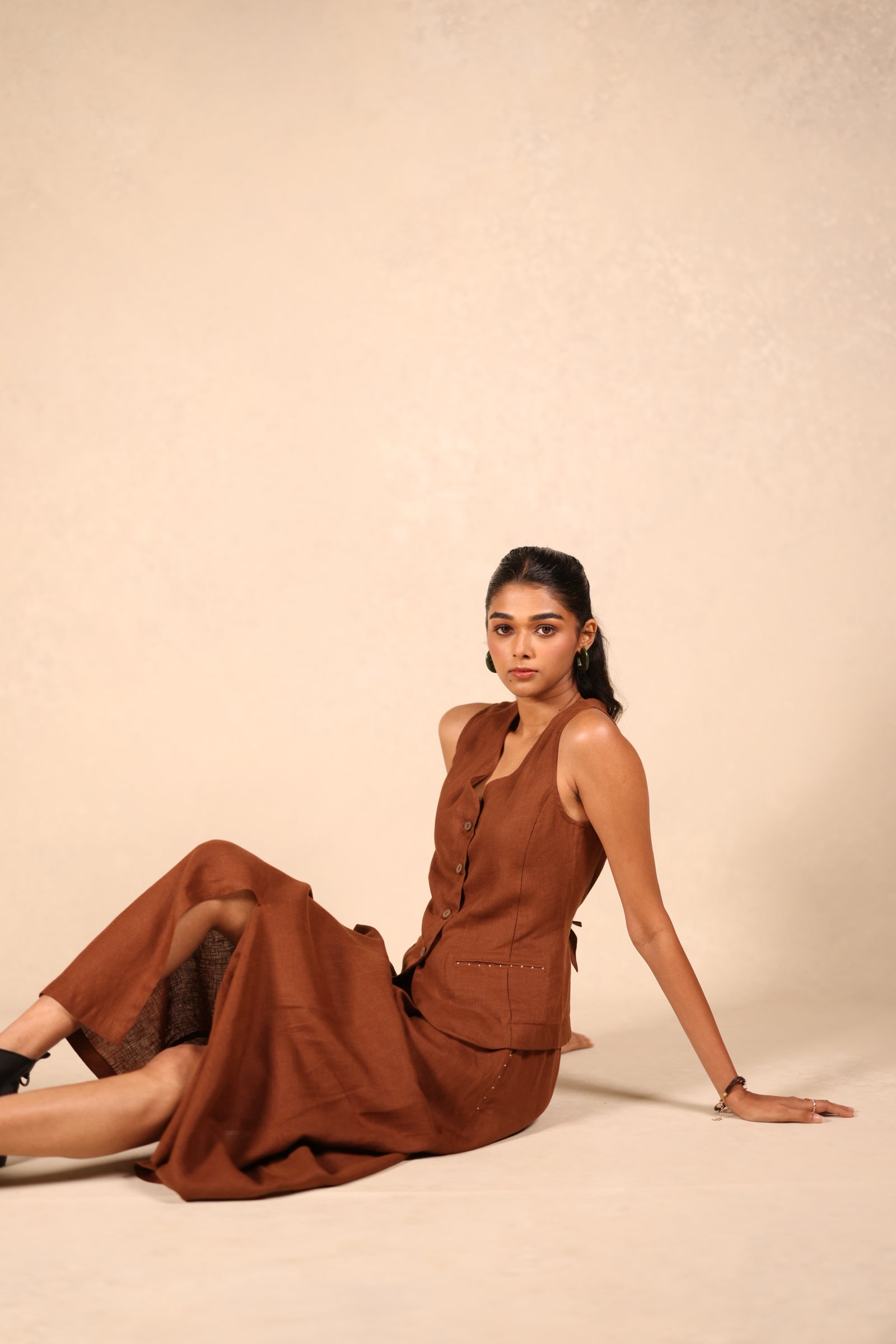 Linen Slit Skirt